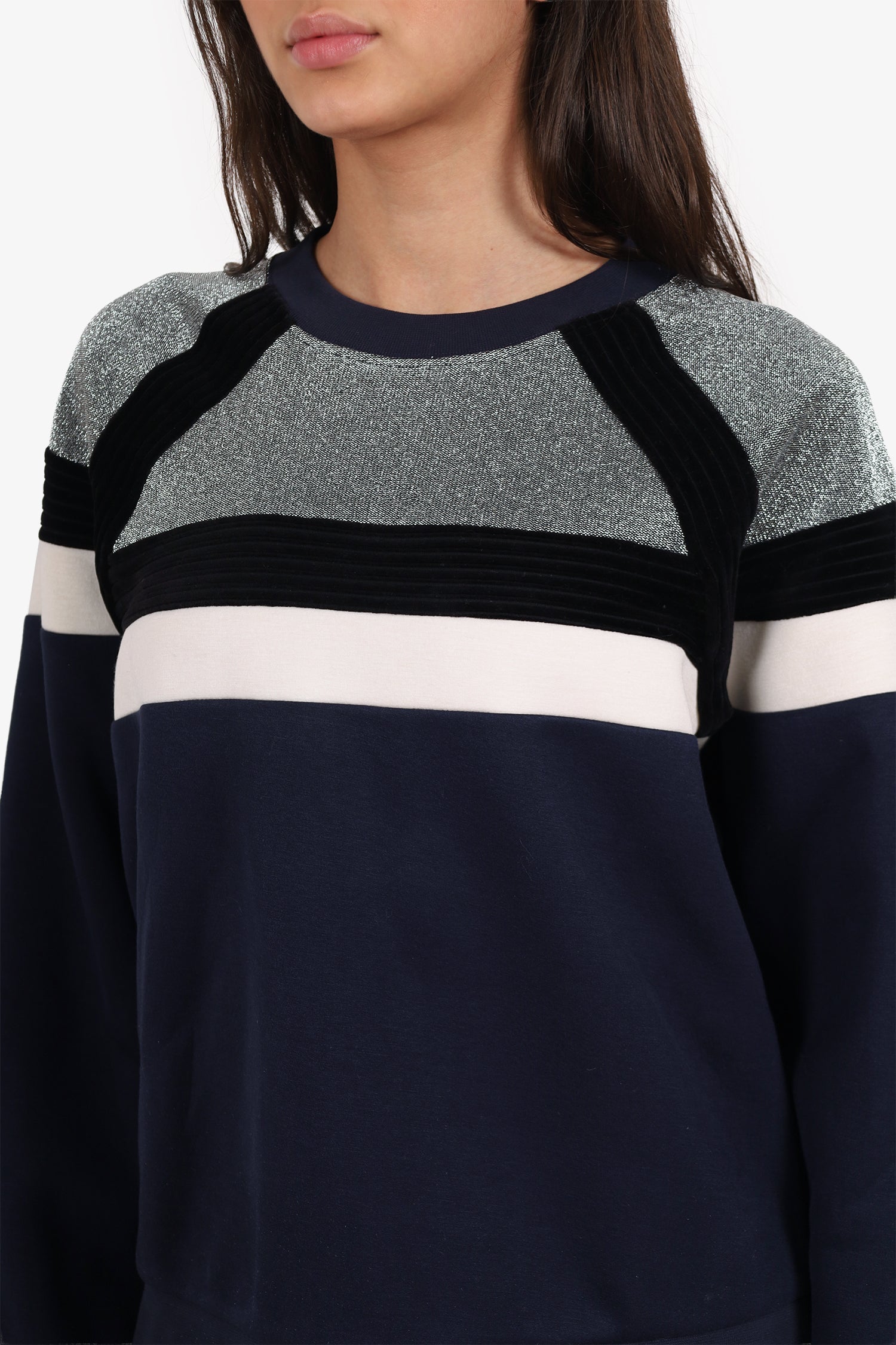 Sandro Navy/Silver Metallic Sweater Size 3