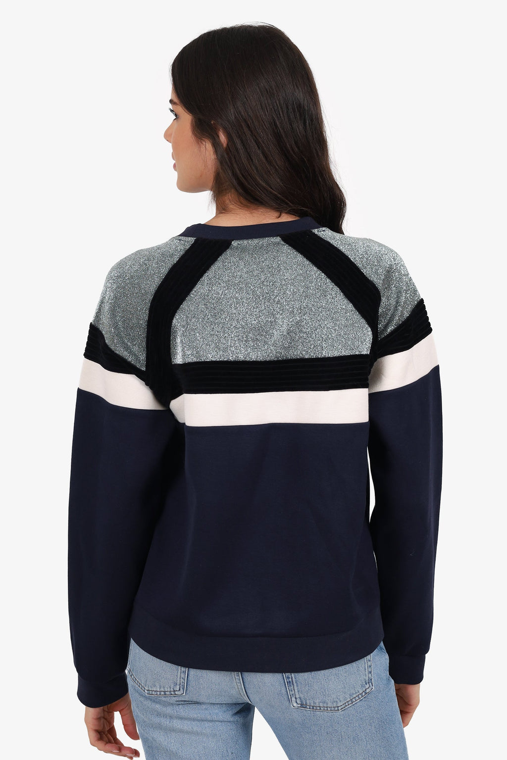 Sandro Navy/Silver Metallic Sweater Size 3