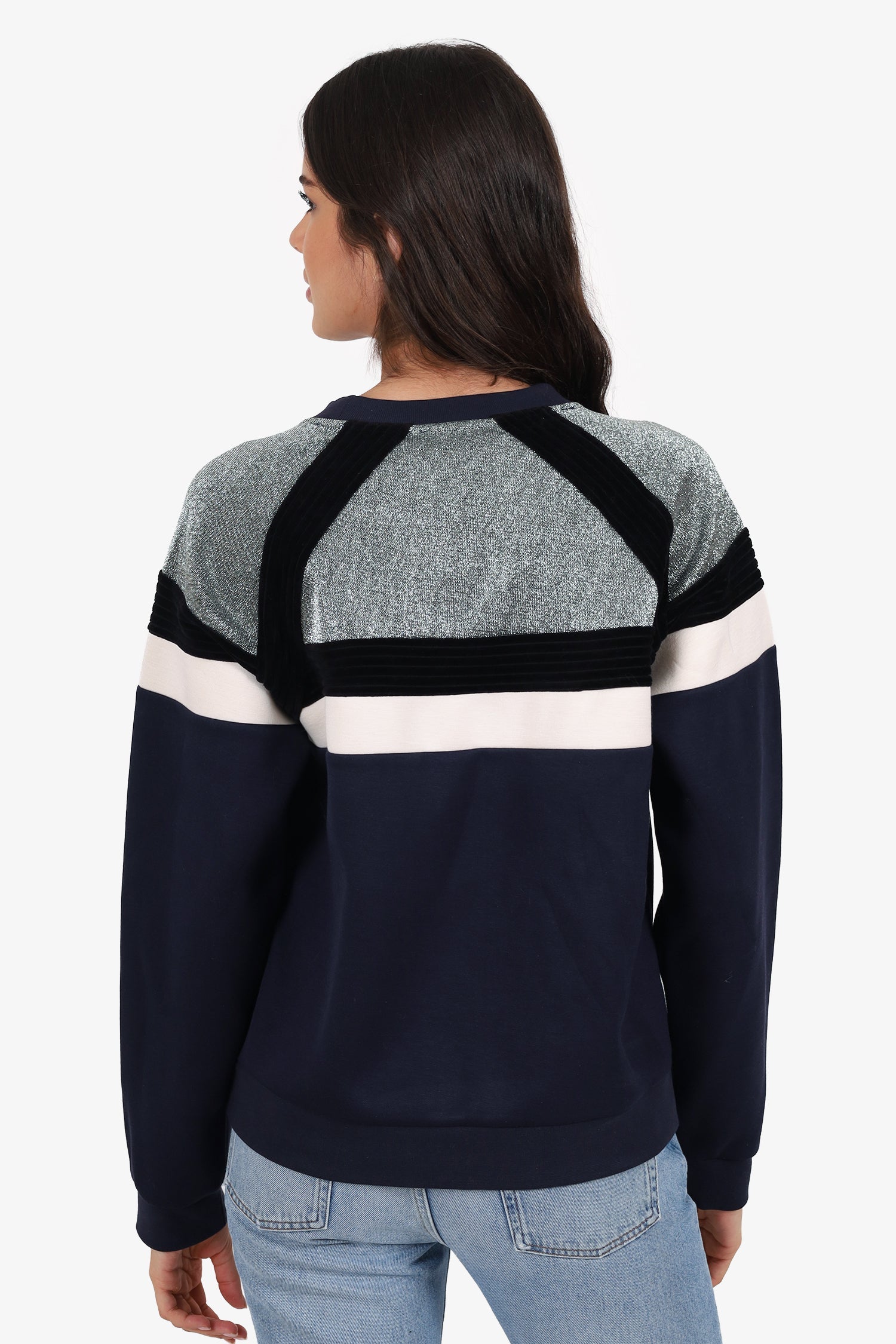 Sandro Navy/Silver Metallic Sweater Size 3