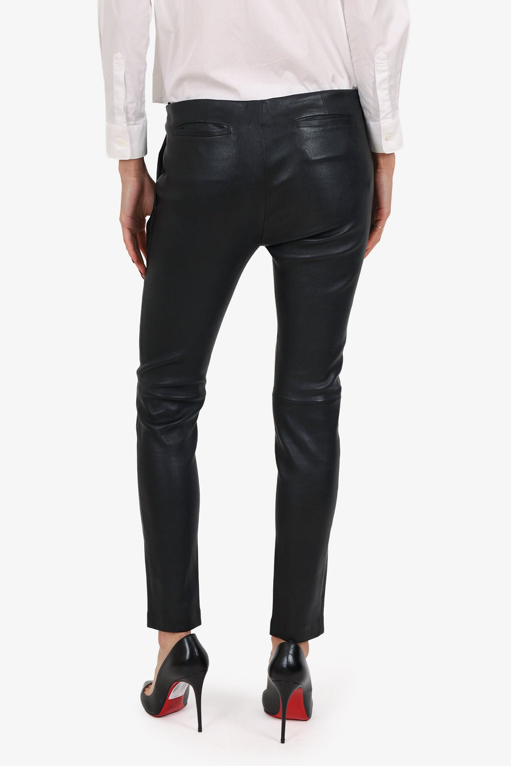 Miu Miu Black Leather Leggings Size 42