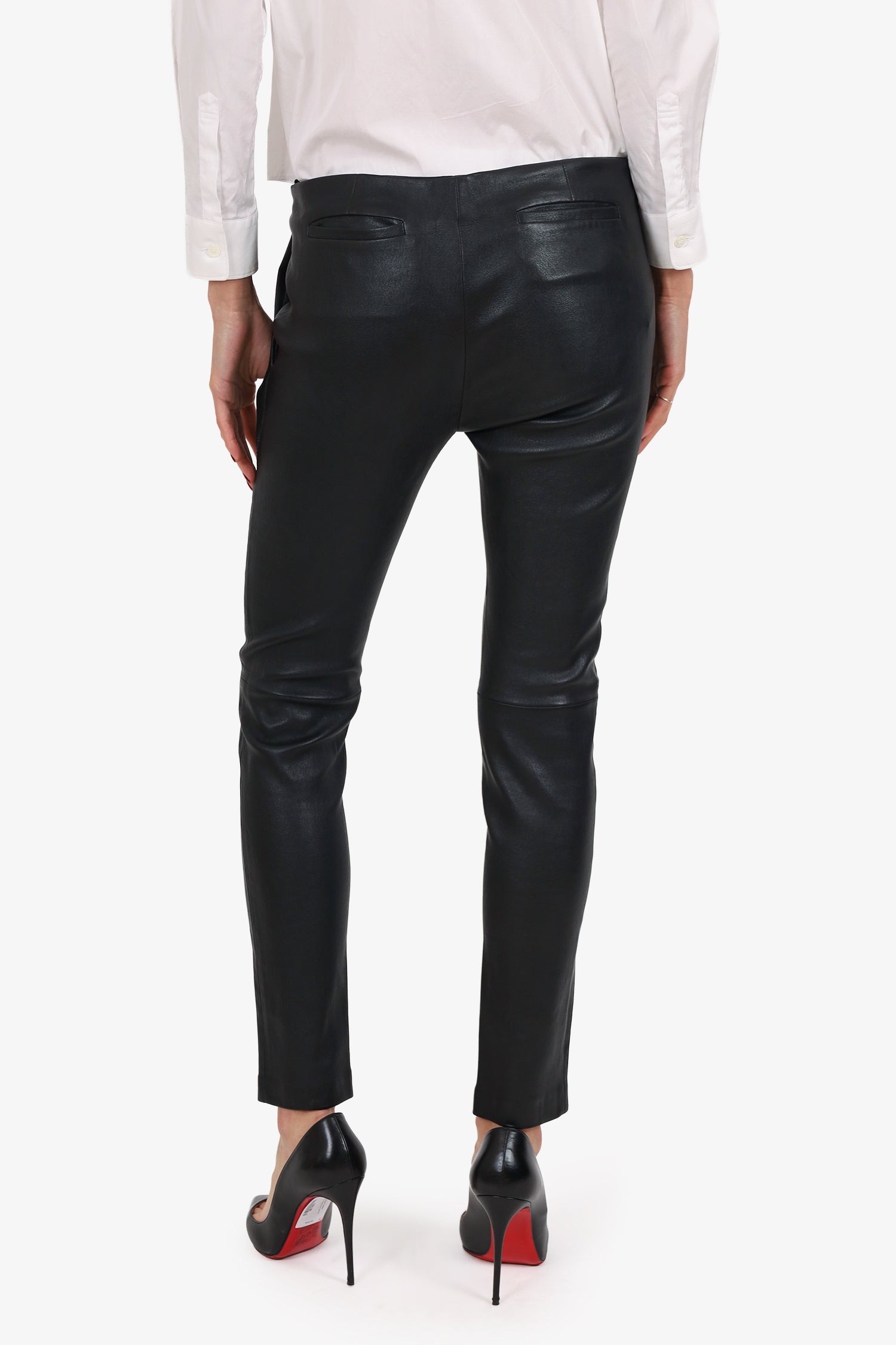 Miu Miu Black Leather Leggings Size 42