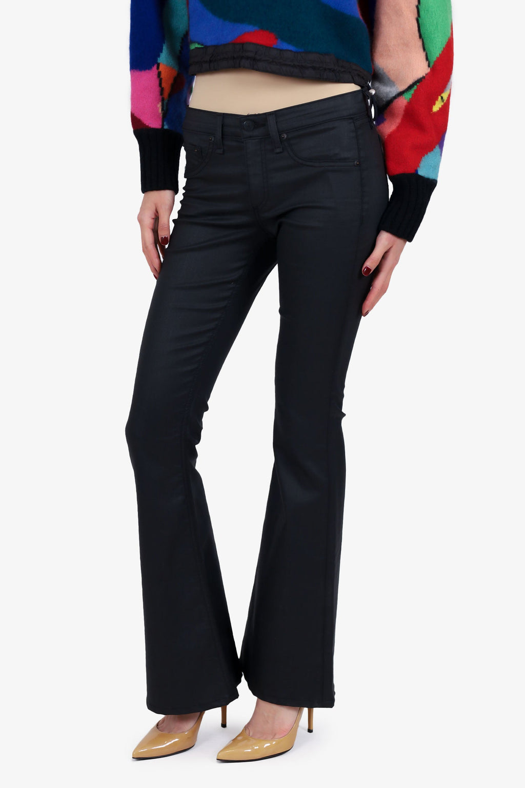 Rag & Bone Black Coated Flare Jeans Size 27