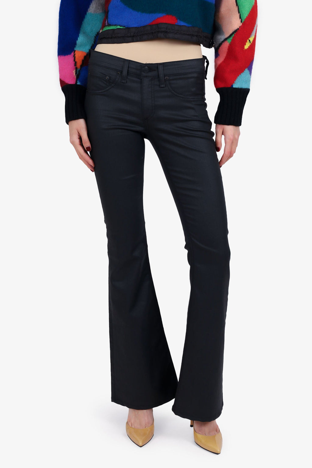 Rag & Bone Black Coated Flare Jeans Size 27