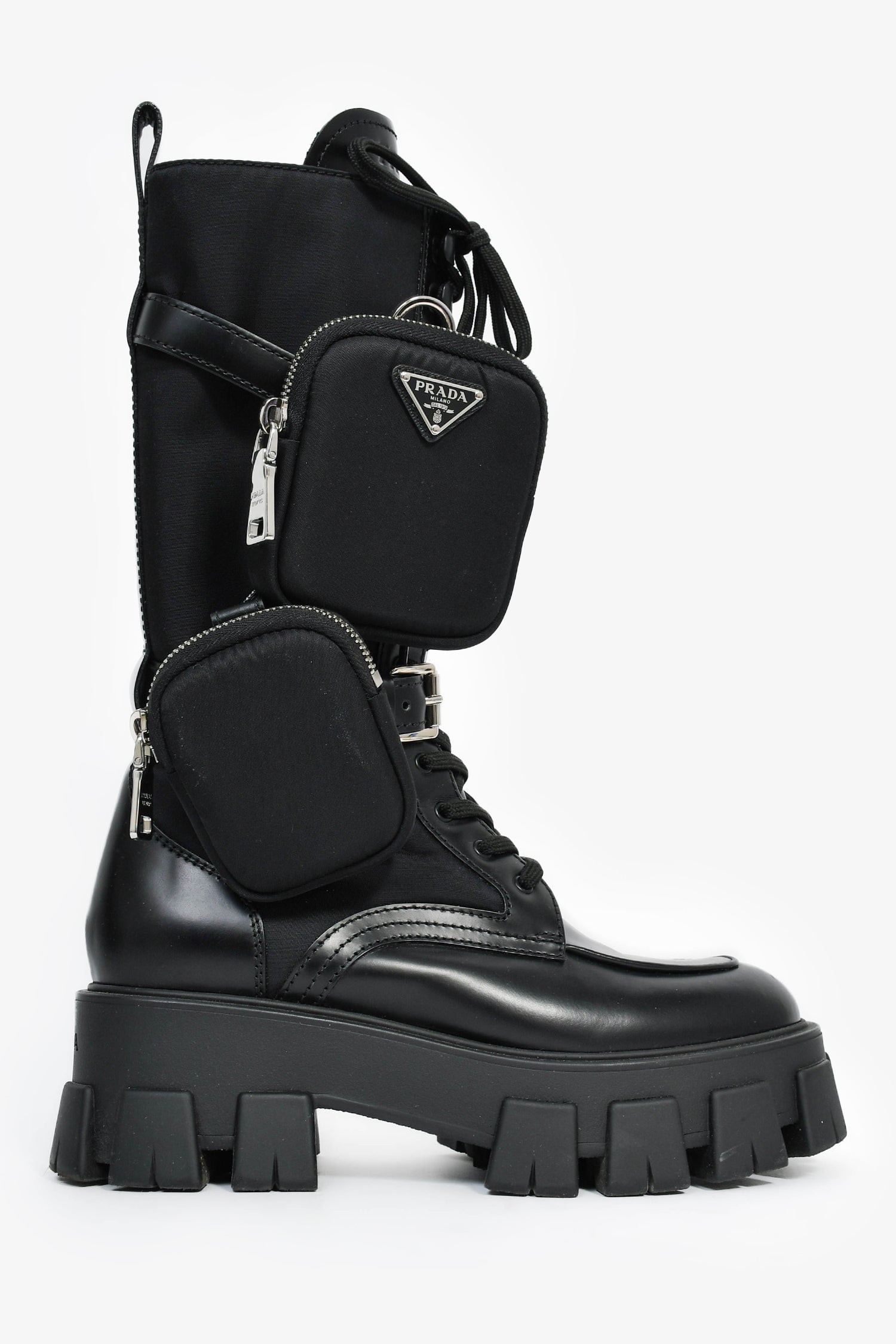 Prada Black Re-Nylon Boots with Pouch Size 38