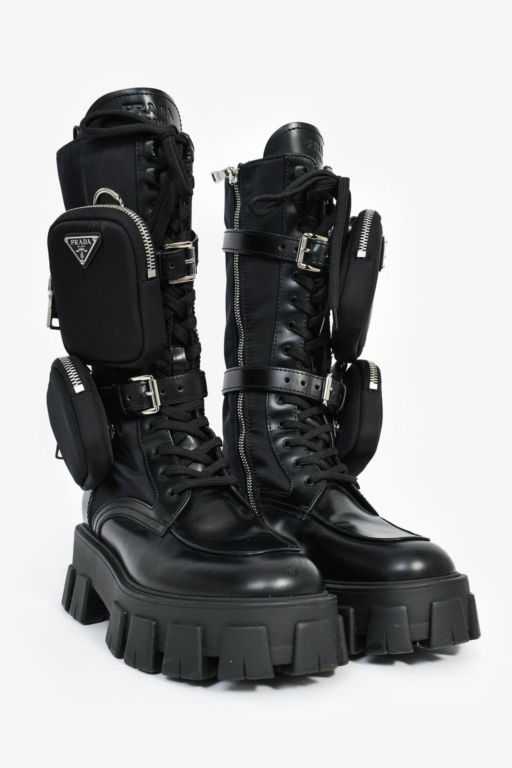 Prada Black Re-Nylon Boots with Pouch Size 38