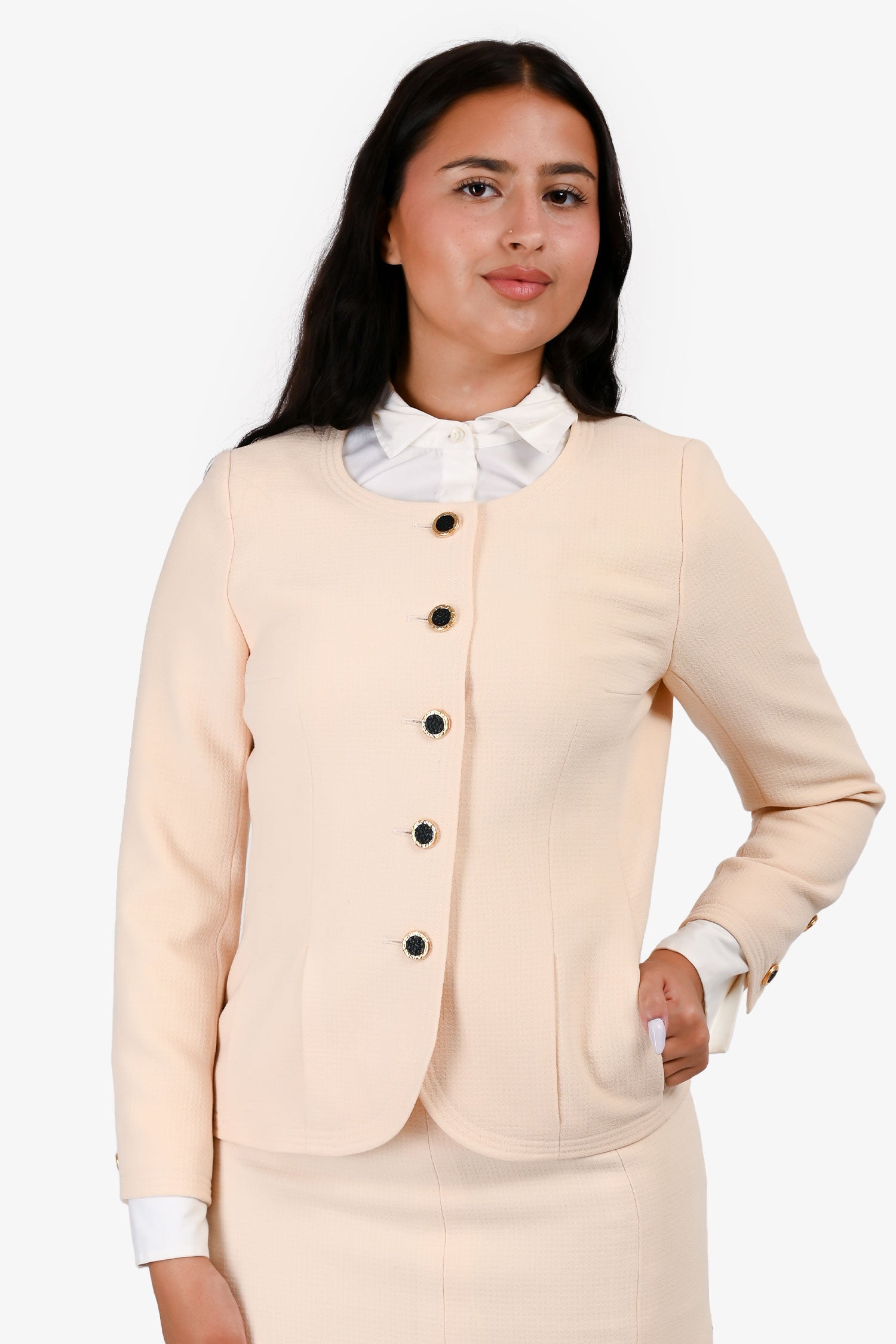 Pre-Loved Chanel™ Cream Wool Blazer Skirt Set Size 38