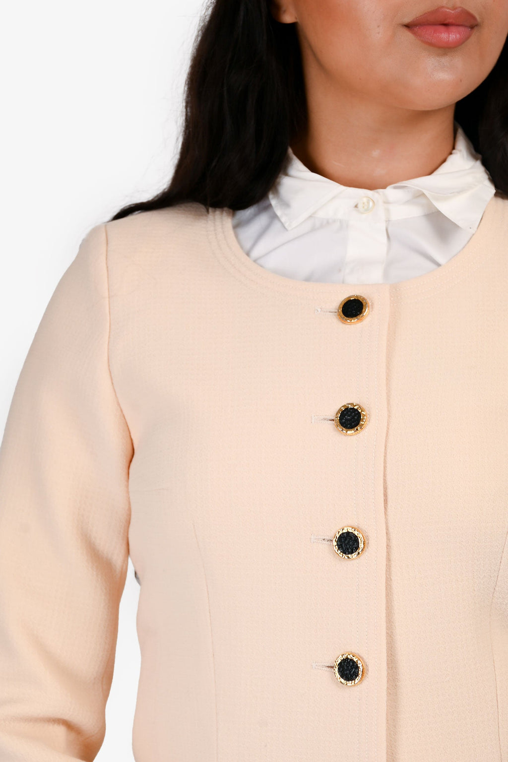 Pre-Loved Chanel™ Cream Wool Blazer Skirt Set Size 38