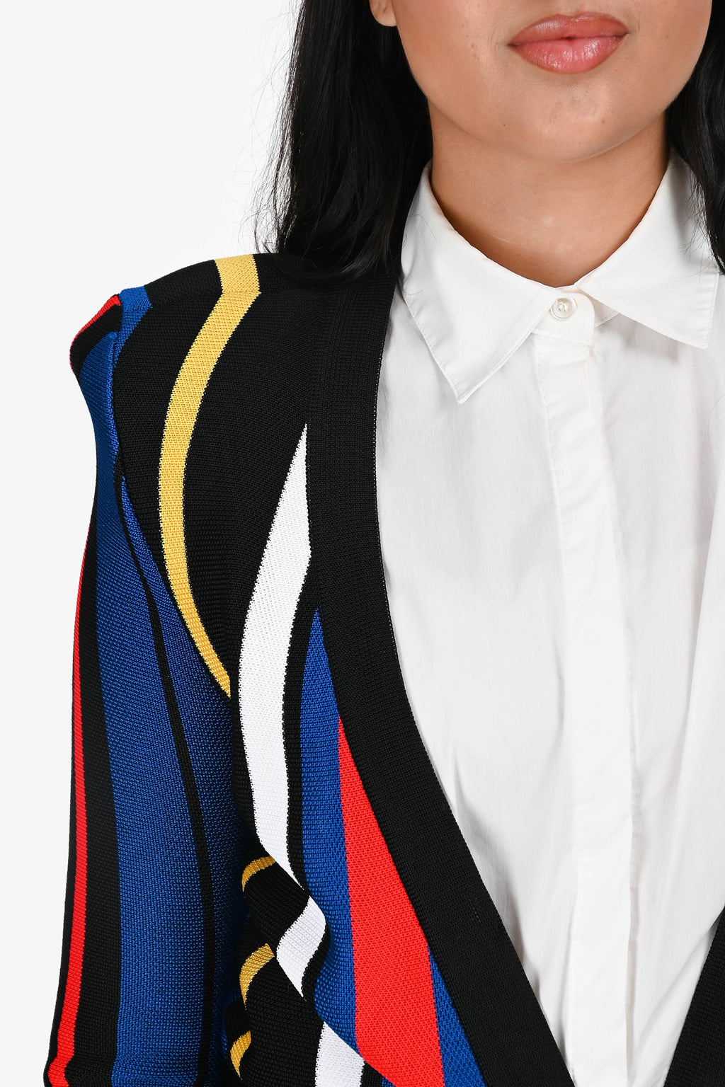 Balmain Multicolour Striped Long igan With Belt Size 40