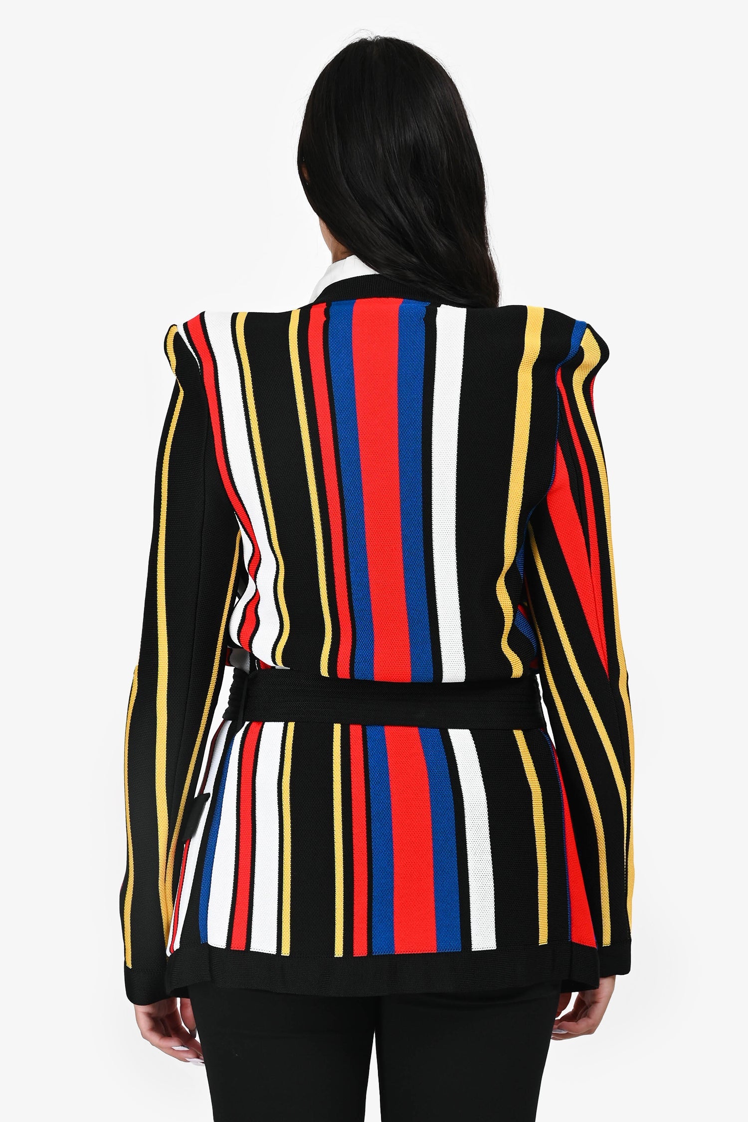 Balmain Multicolour Striped Long igan With Belt Size 40