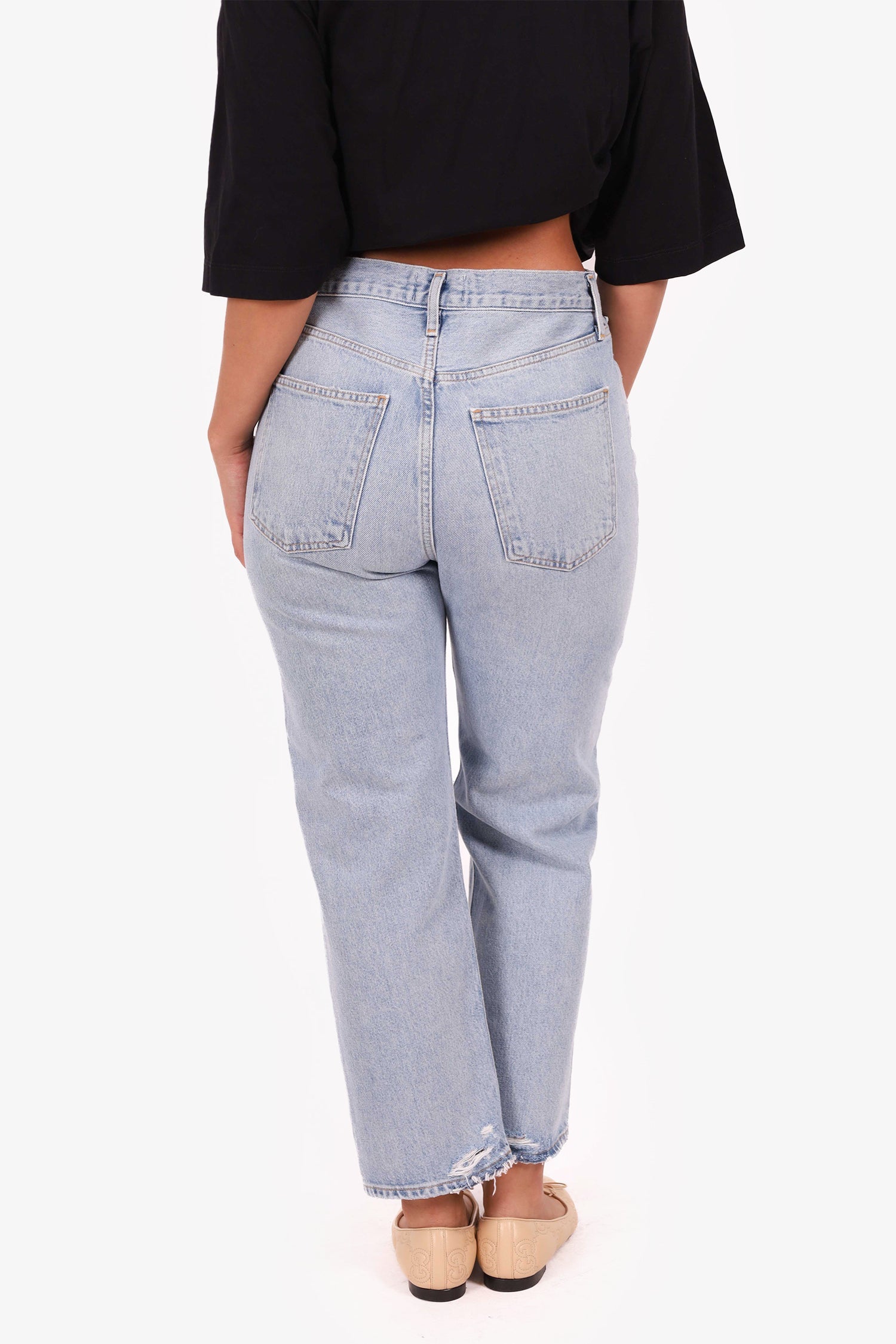 Agolde Blue Jeans Distressed Straight Jeans Size 27