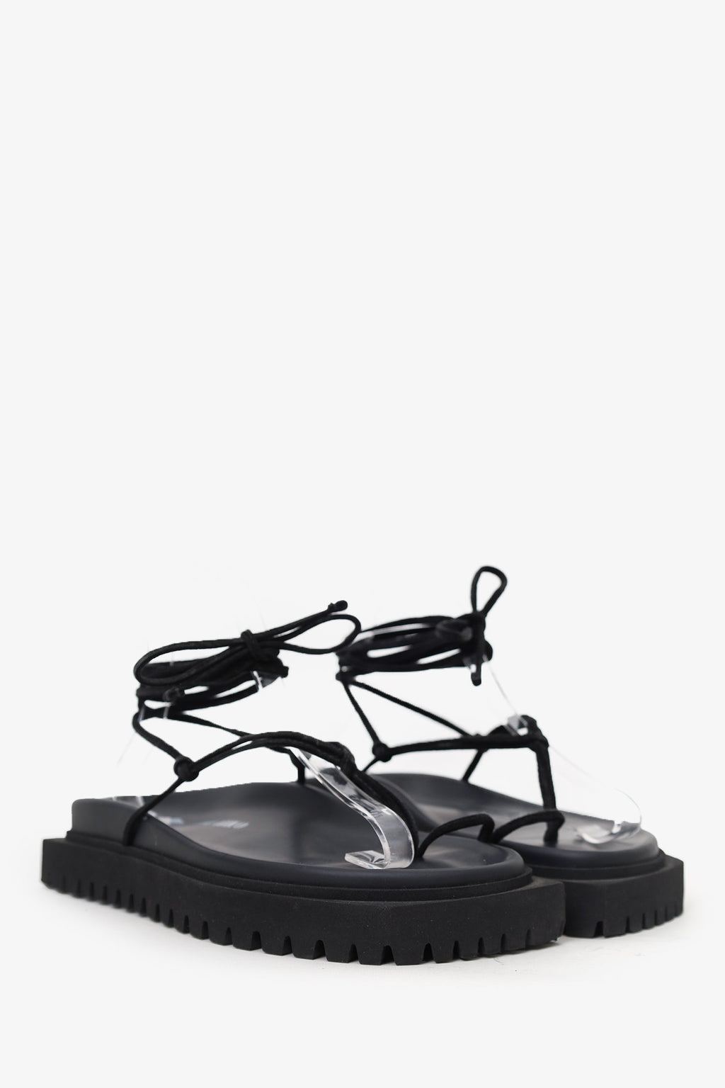 The Attico Black Platform Lace Up Gladiator Sandals Size 39