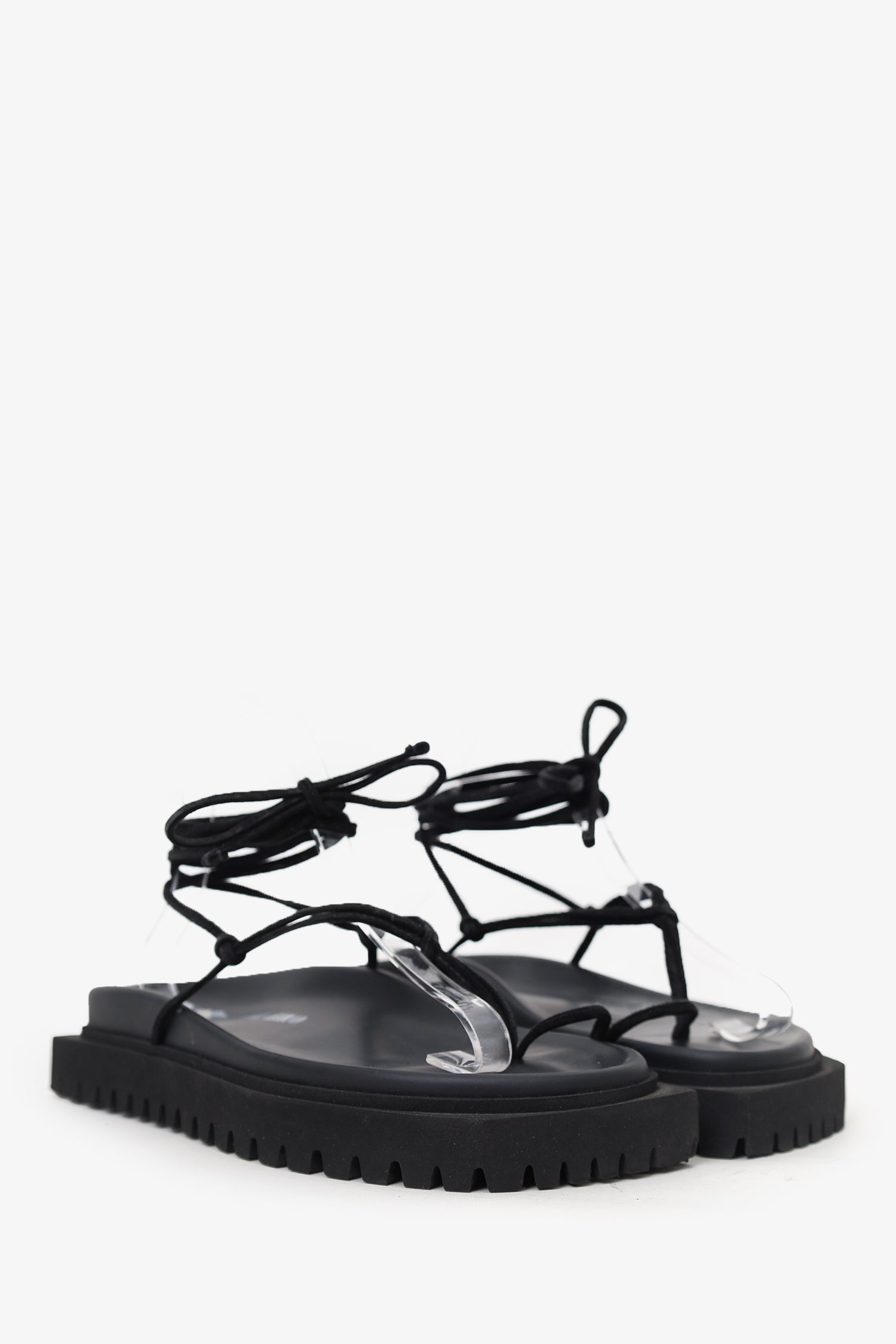 The Attico Black Platform Lace Up Gladiator Sandals Size 39