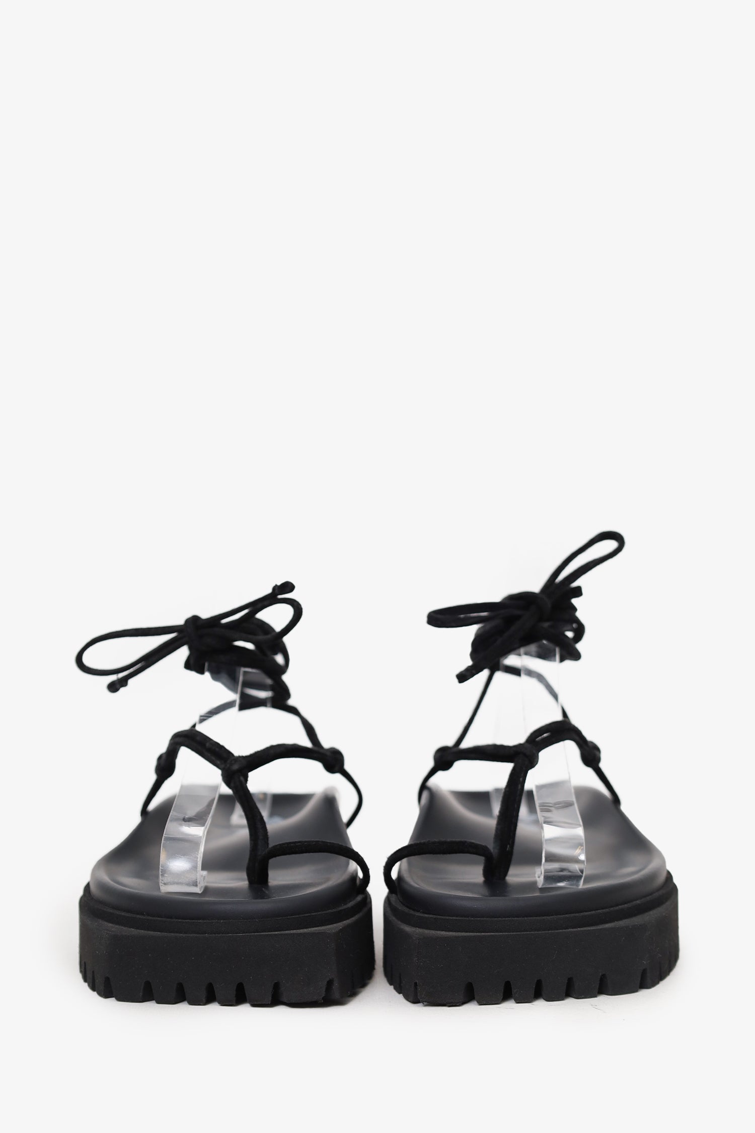 The Attico Black Platform Lace Up Gladiator Sandals Size 39