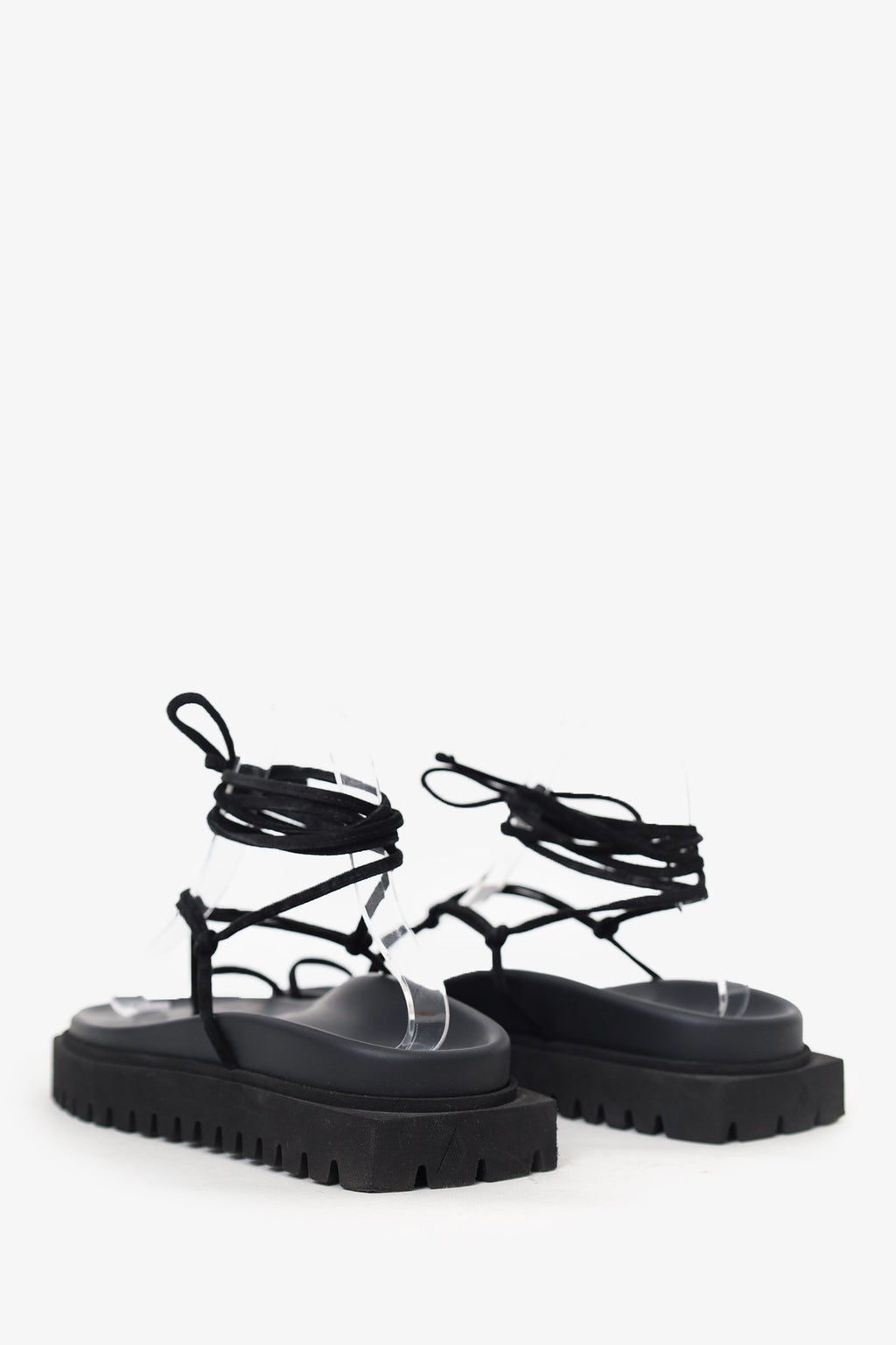 The Attico Black Platform Lace Up Gladiator Sandals Size 39
