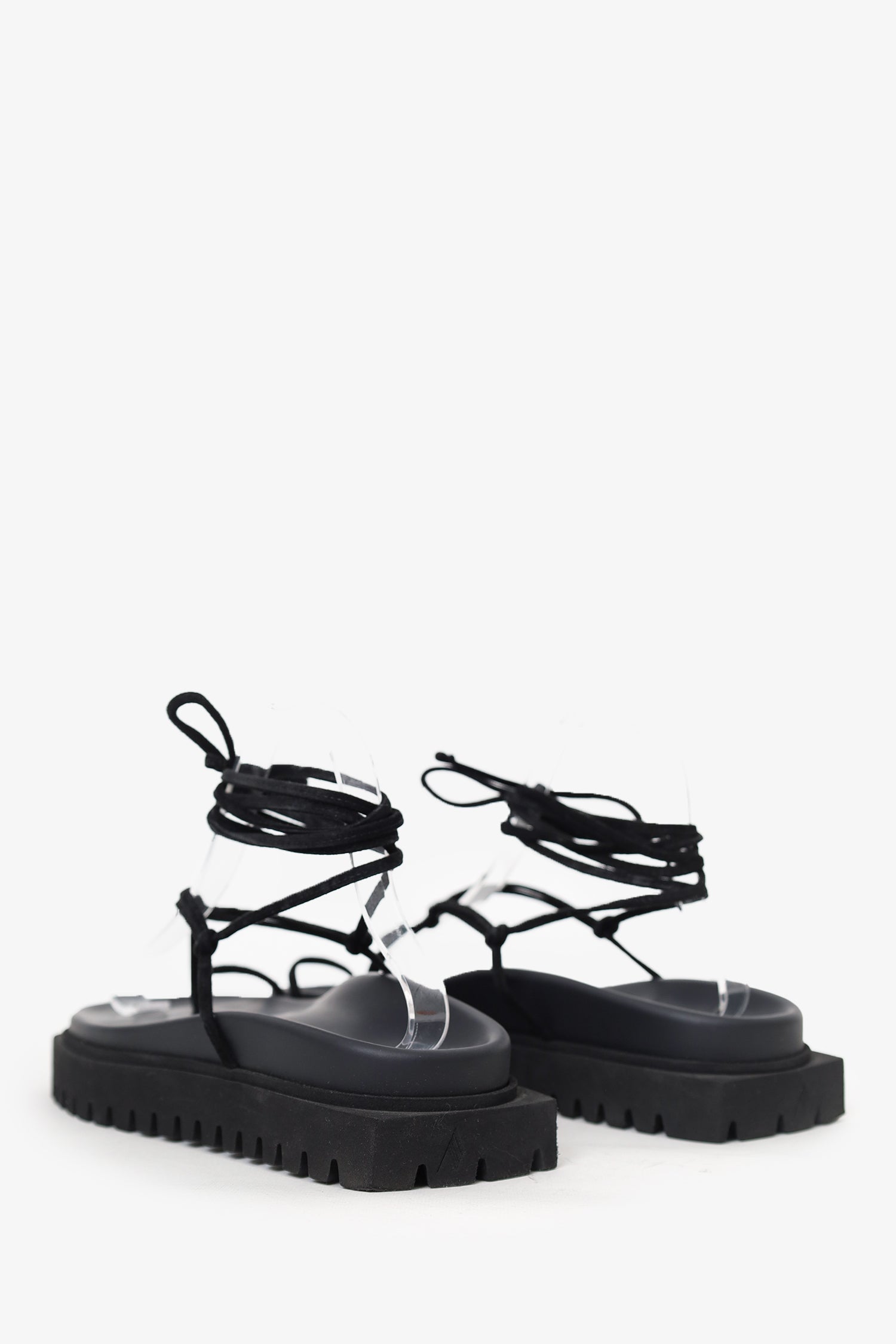 The Attico Black Platform Lace Up Gladiator Sandals Size 39