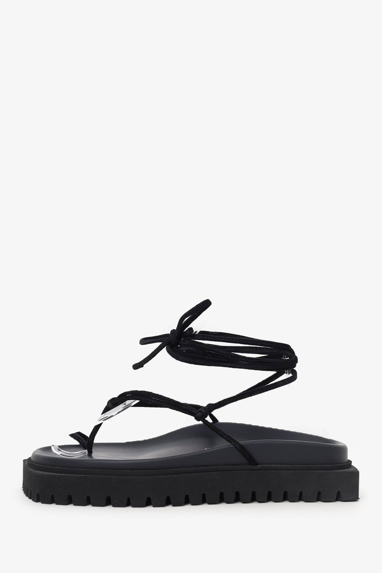 The Attico Black Platform Lace Up Gladiator Sandals Size 39