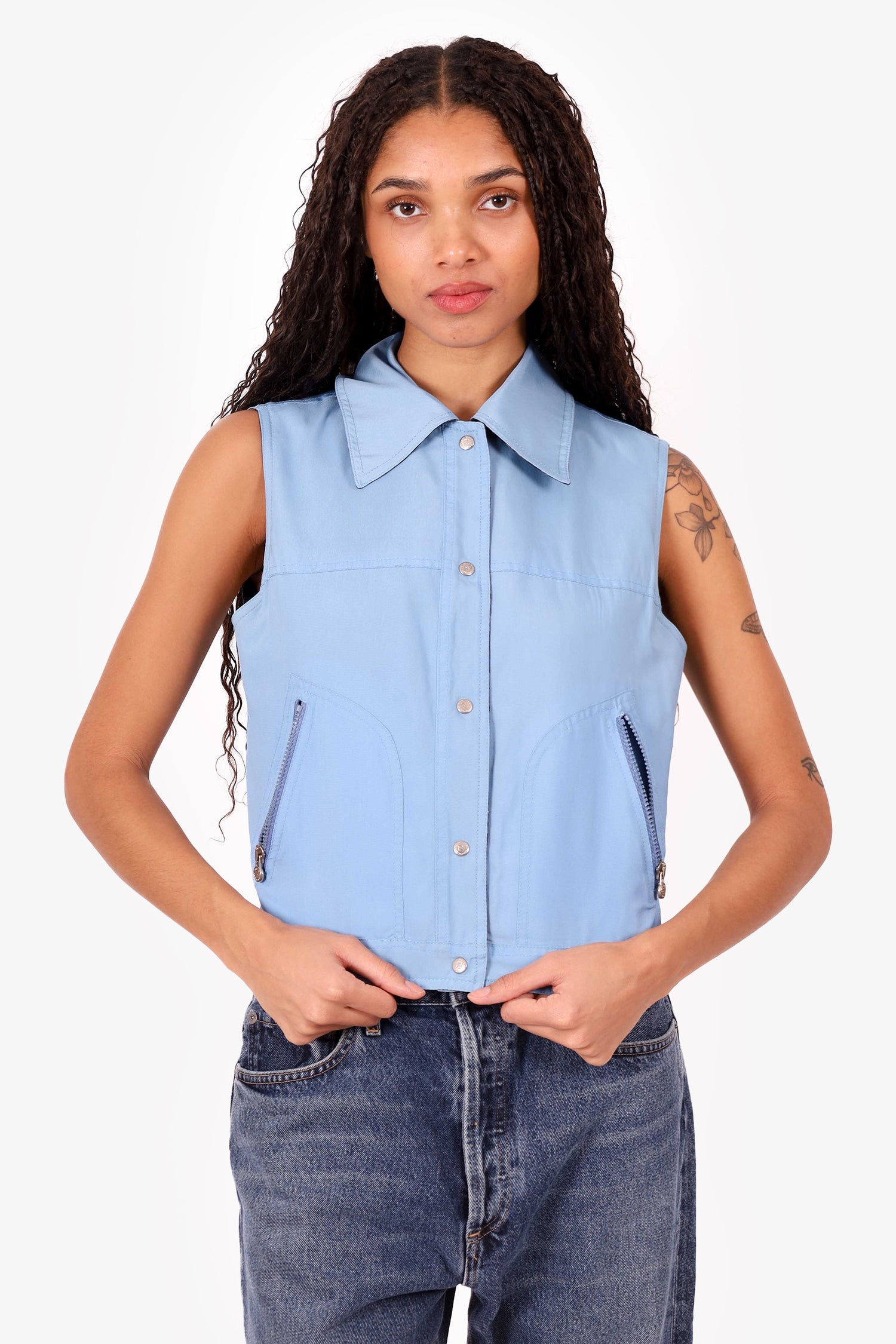 Fendi Brown/Blue FF Zucca Reversible Vest Size 34