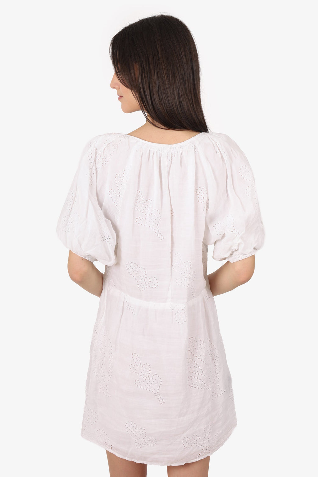 Frame White Lace Puff Sleeve Mini Dress Size M