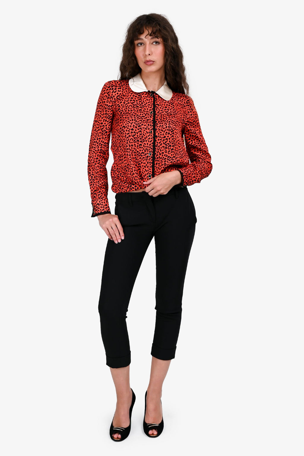 Prada 2009 Black Cropped Slim Fit Pants Size 36S