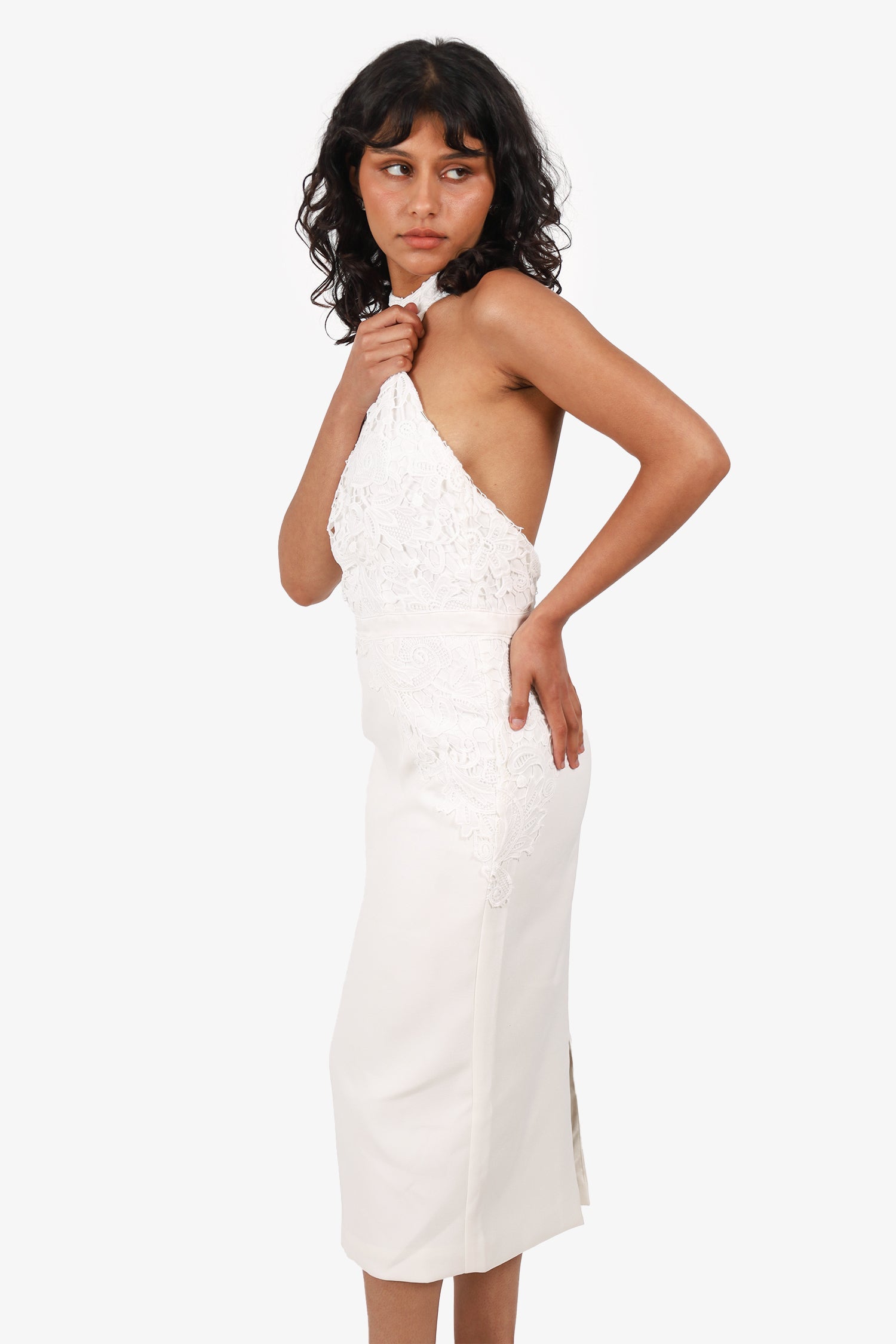 Elle Zeitoune White Lace Halter 'Marcela' Dress Size XS