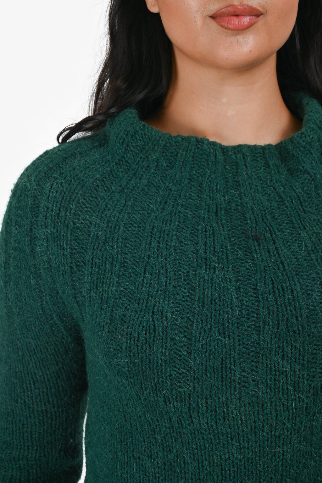 Dries Van Noten Green Mohair Boatneck Sweater Size S