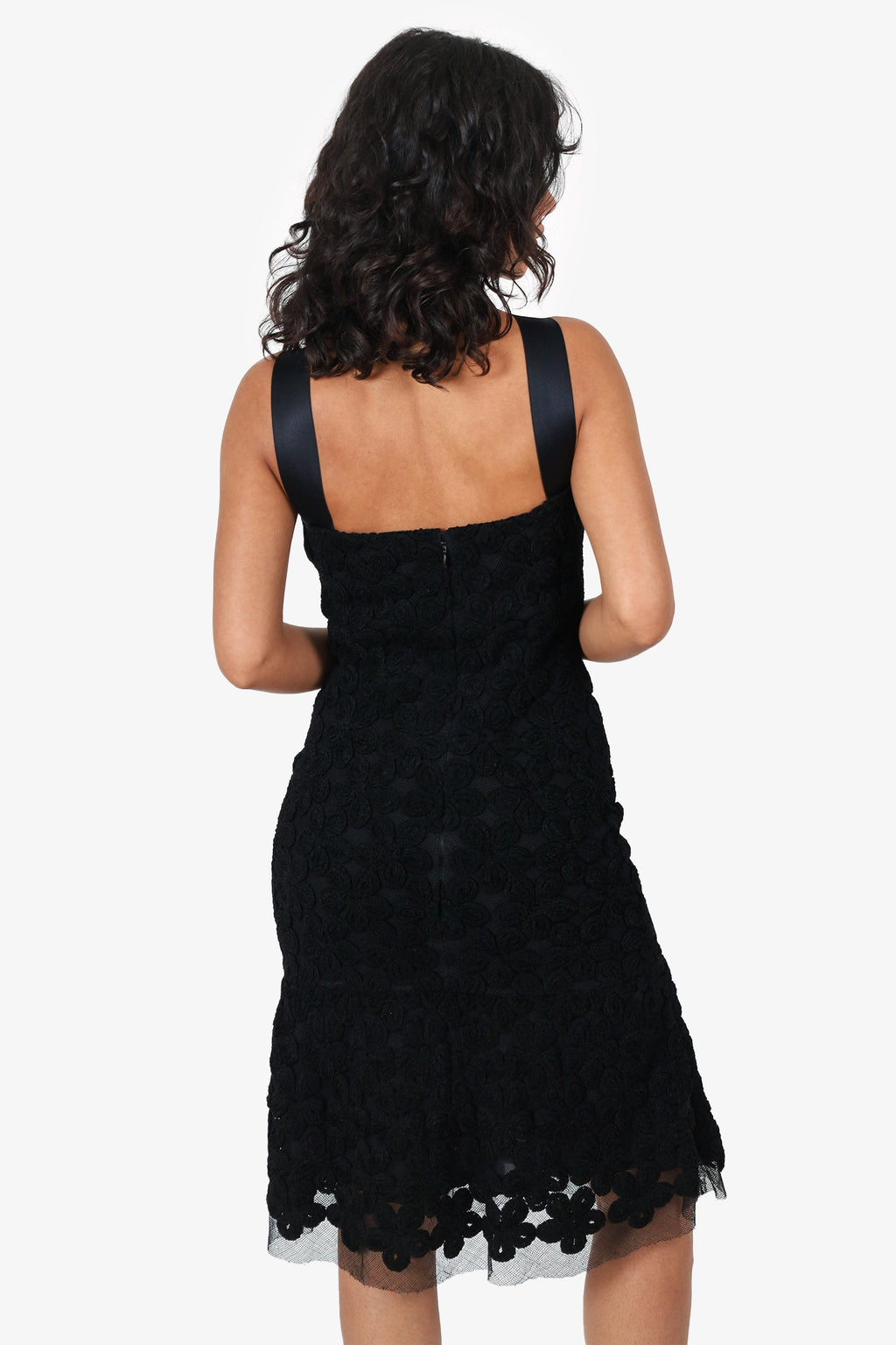Pre-Loved Chanel™ Black Wool Flower Knit Sleeveless Dress Size 36