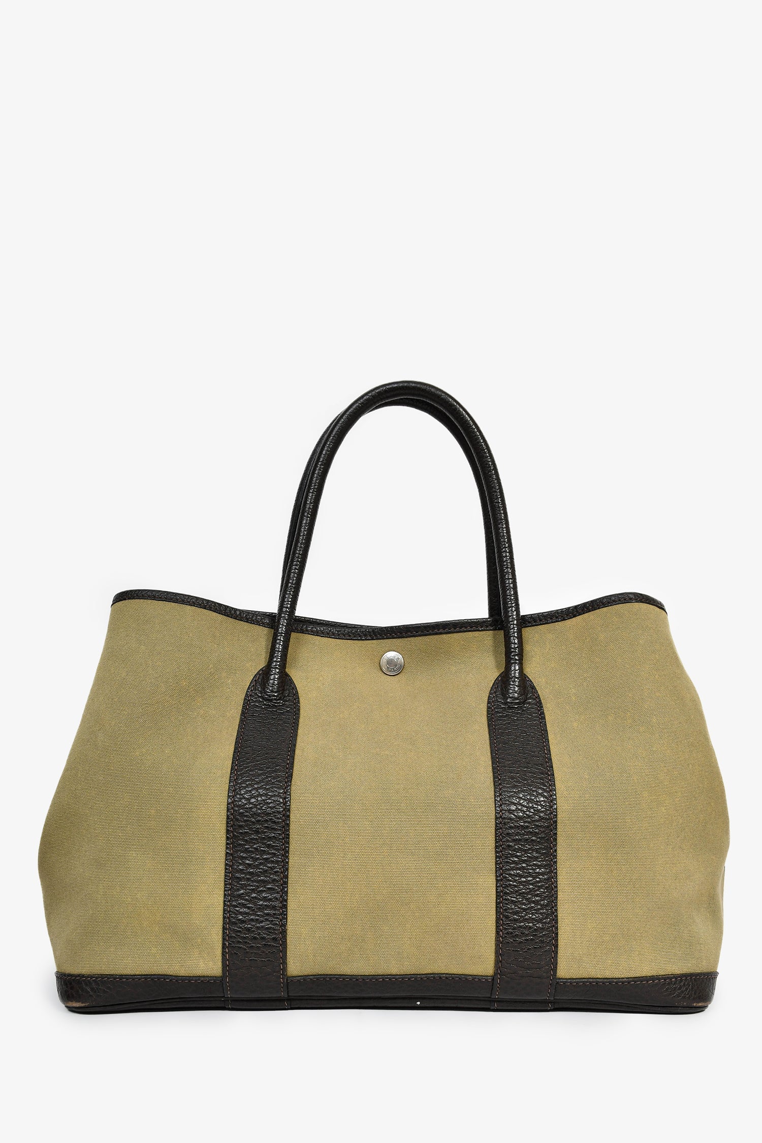 Hermès 2003 Green/Brown Canvas/Leather Garden Party 36