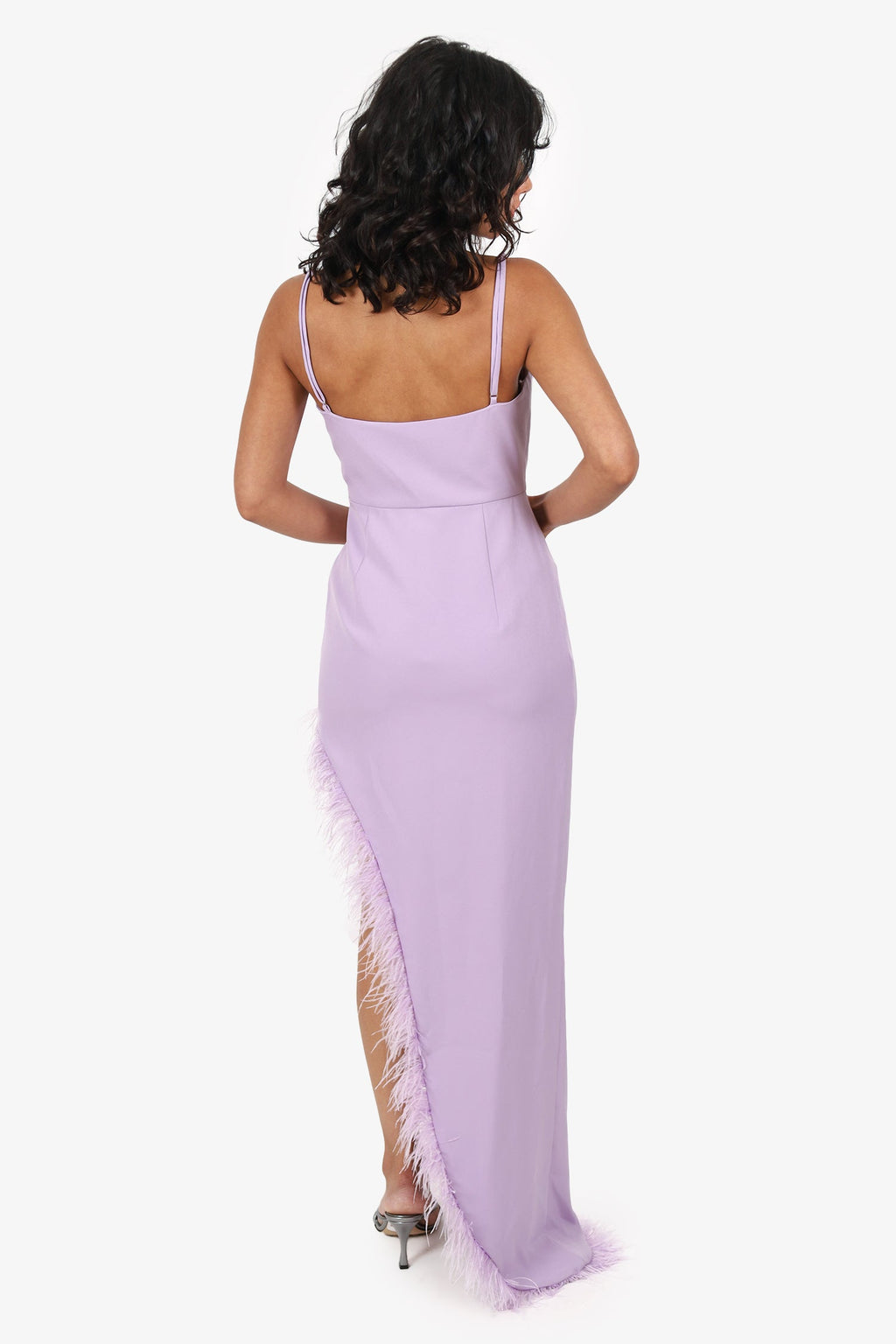 Elle Zeitoune Purple Asymmetric Feather 'Moda' Gown Size XS