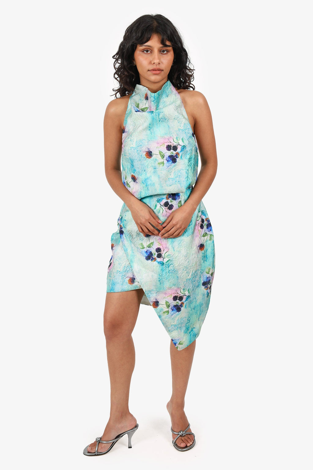 Elliatt Blue Halter Berry-Print 'Vixen' Mini Dress Size XS