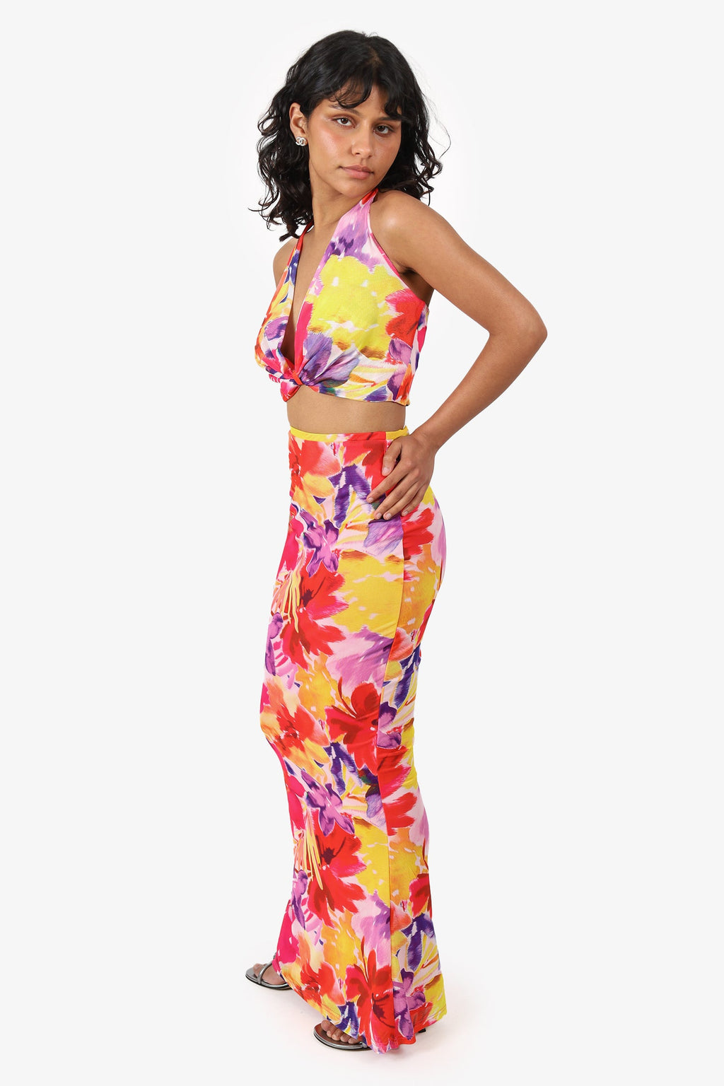 Runaway The Label Multicolour Halter Crop Top + Maxi Skirt Set Size M