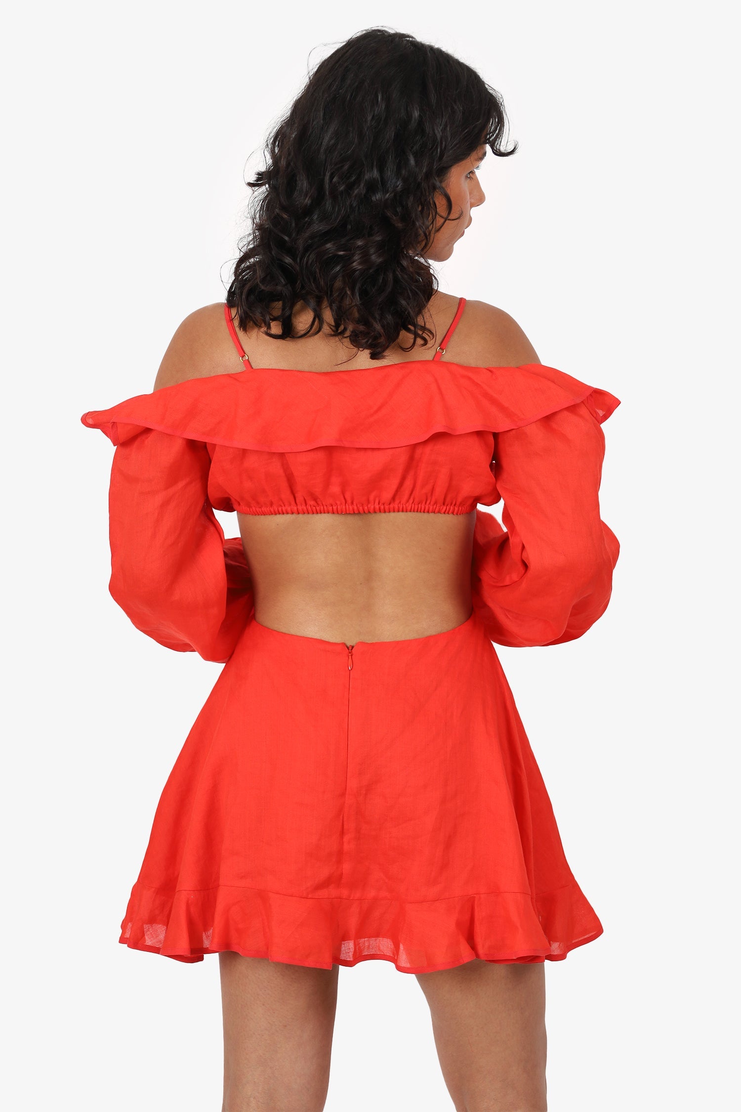 Sofia Red Ramie/Cotton Cut-Out 'Maya' Mini Dress Size M