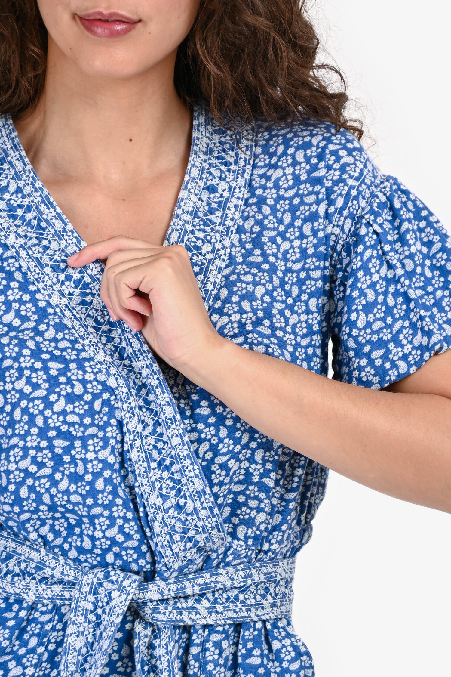 Ulla Johnson Blue/White Floral V Neck Jumpsuit Size 0