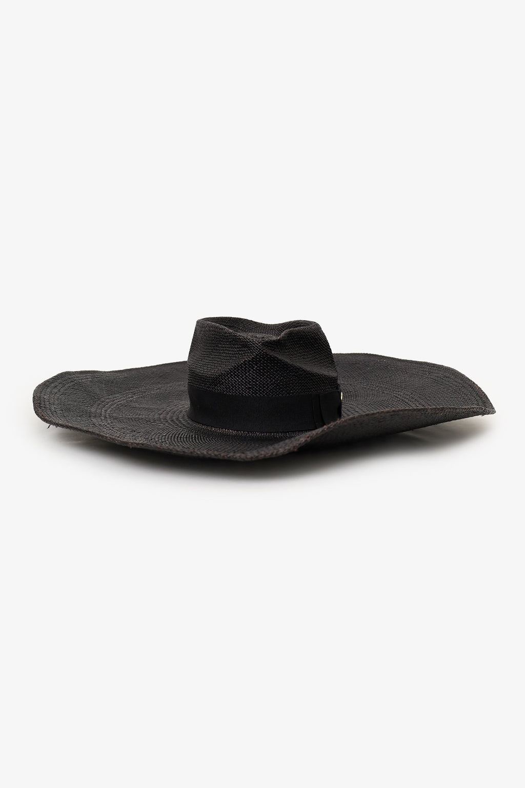 Gladys Tamez Black Straw Wide Brim Hat Size XS