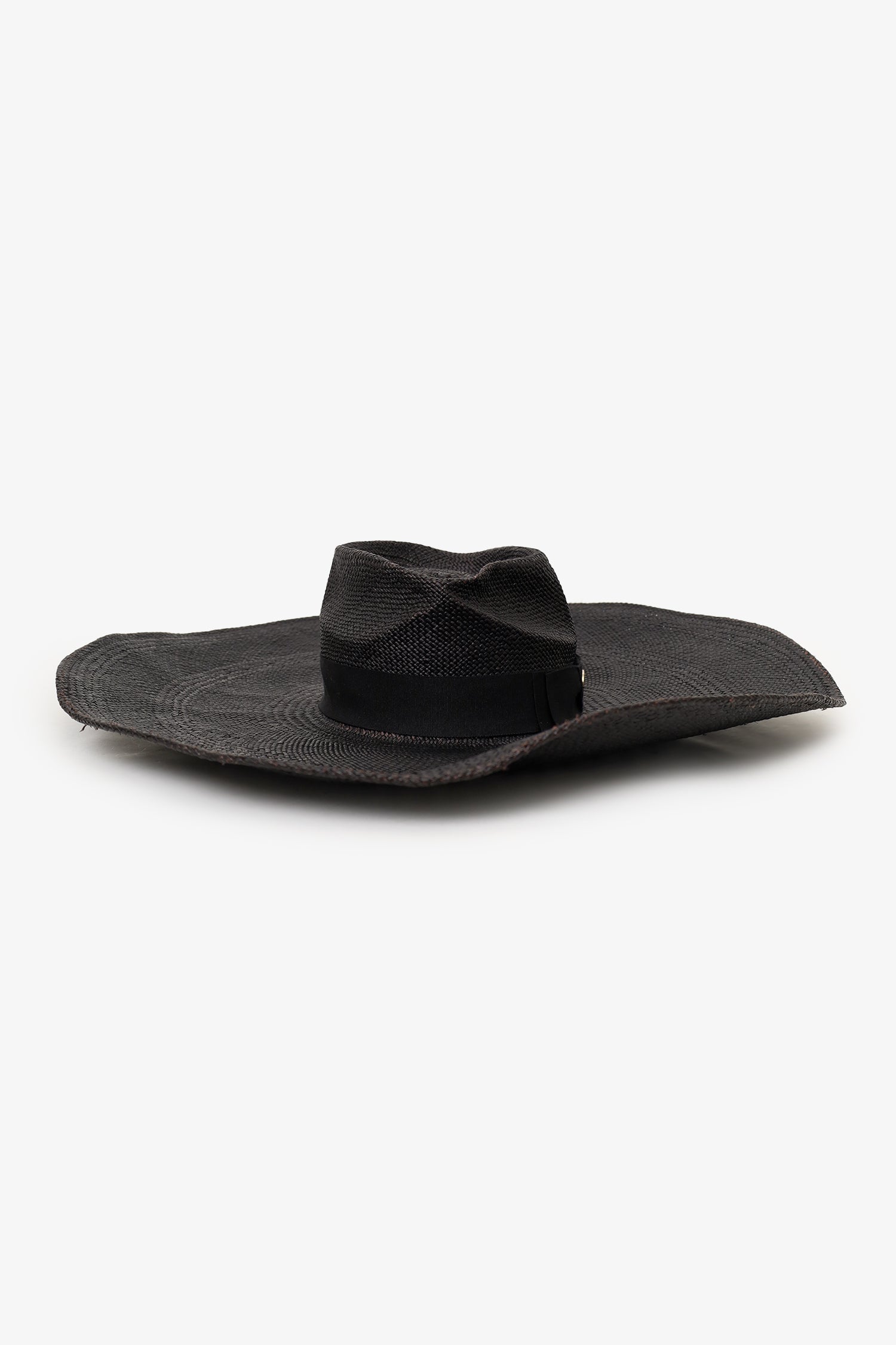 Gladys Tamez Black Straw Wide Brim Hat Size XS