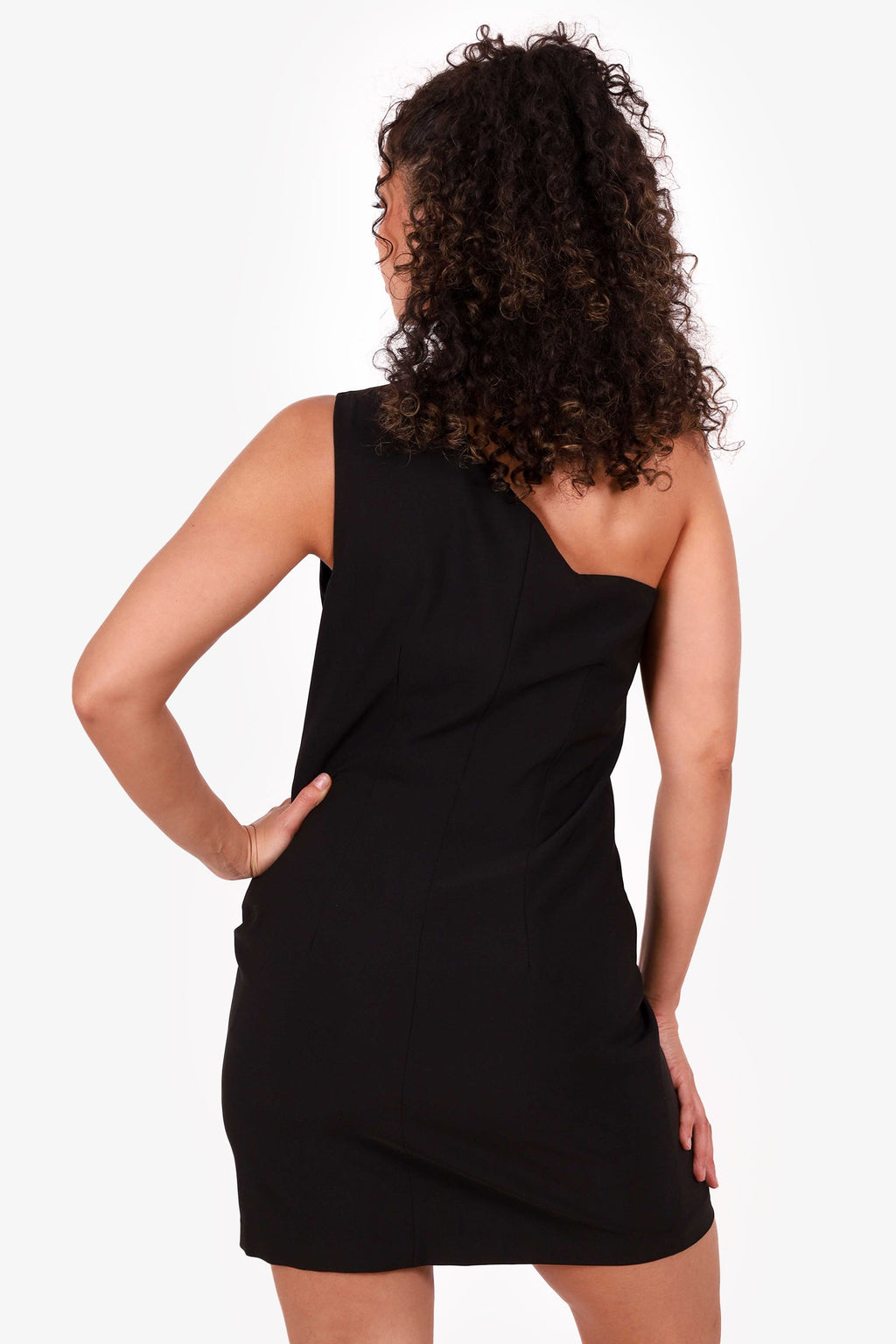 Versus Versace Black One-Shoulder Rhinestone Mini Dress Size 44