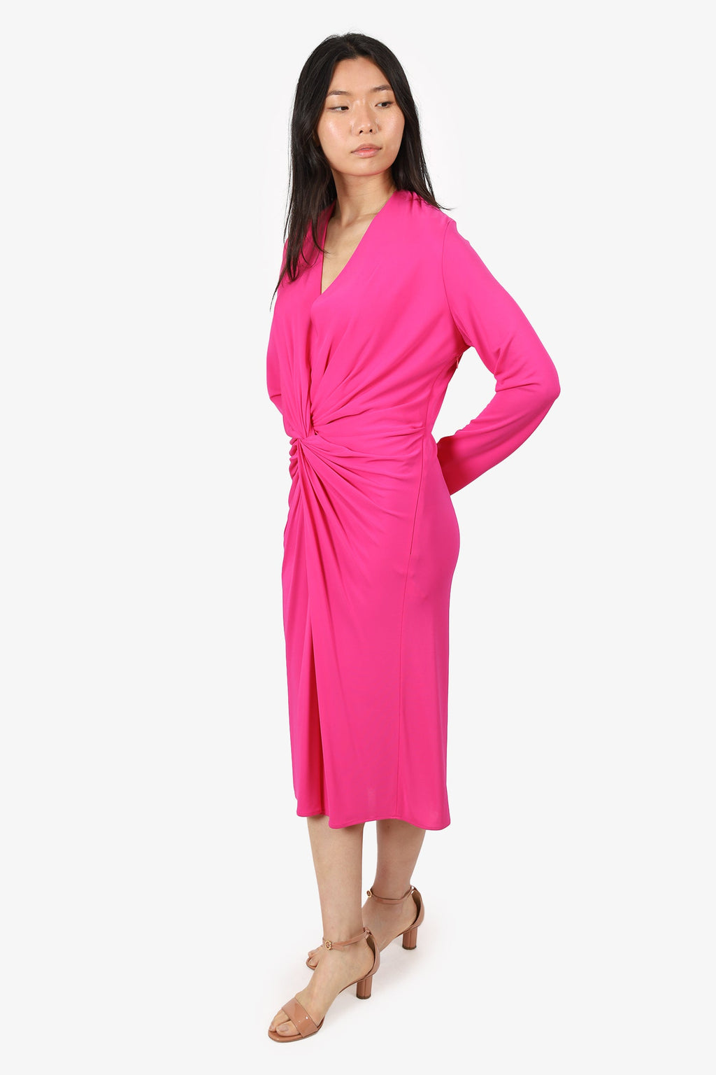 Lanvin Pink Ruched Long Sleeve Dress Size 44