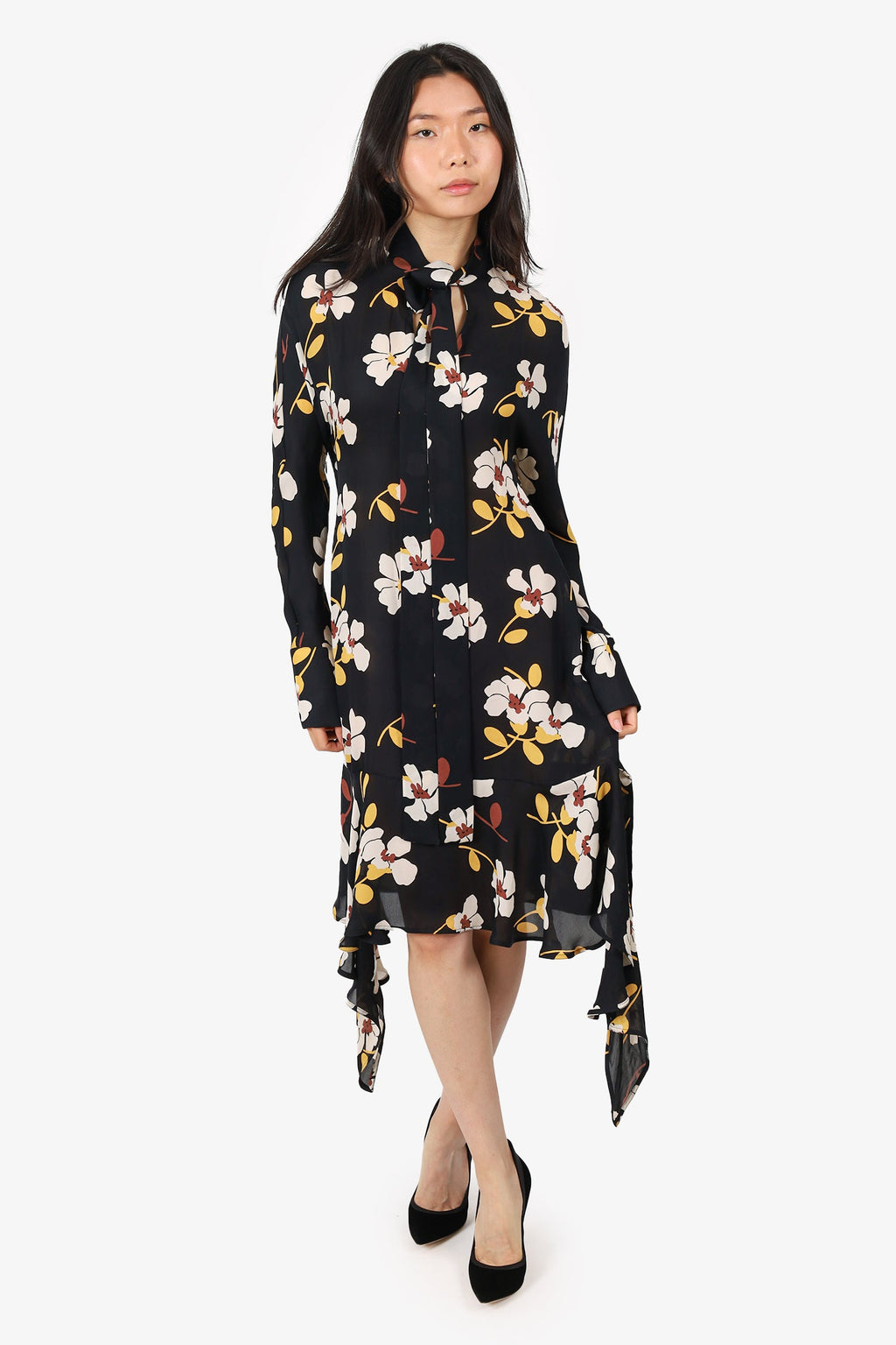 Marni Black Floral Sheer Dress Estimated Size S