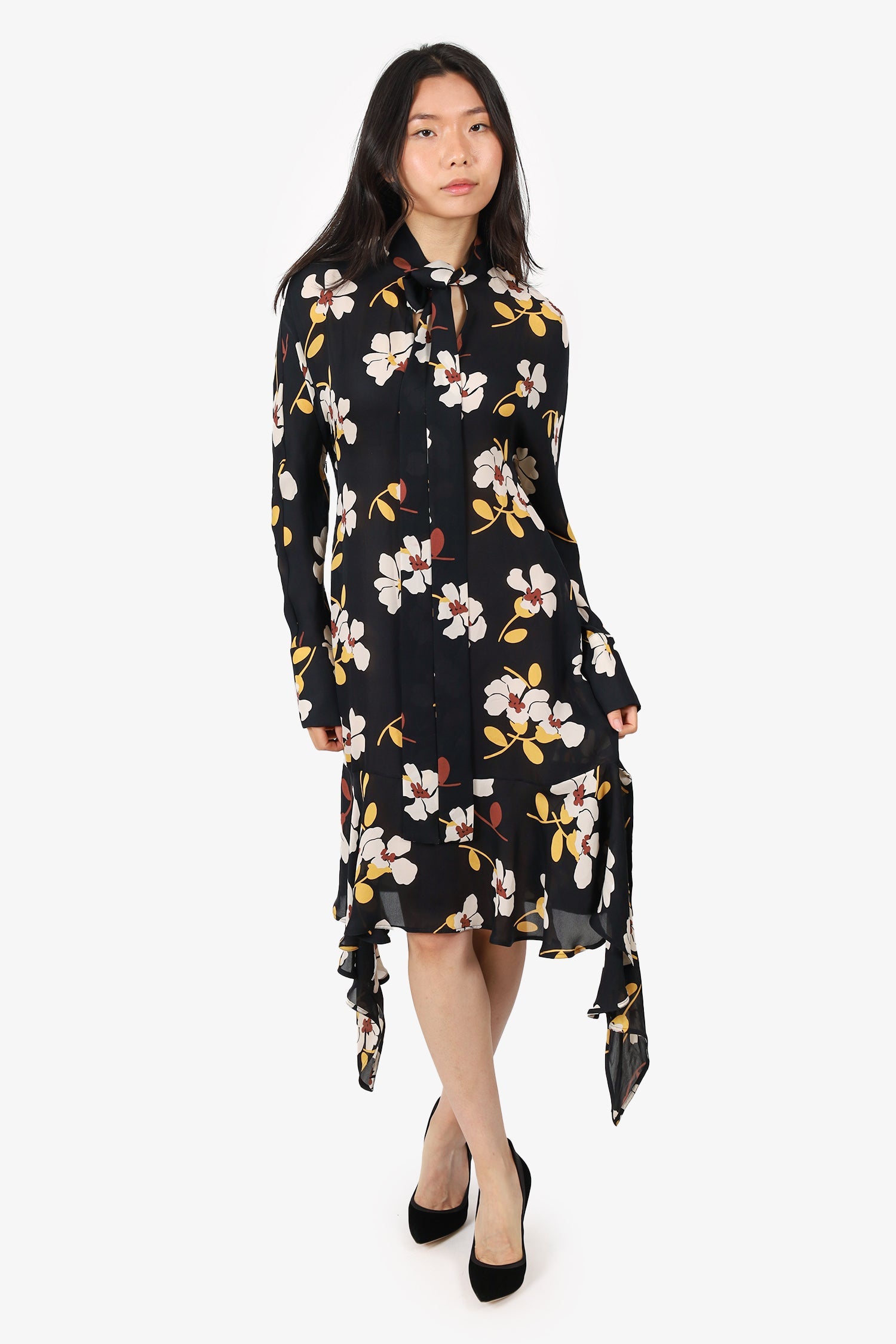 Marni Black Floral Sheer Dress Estimated Size S