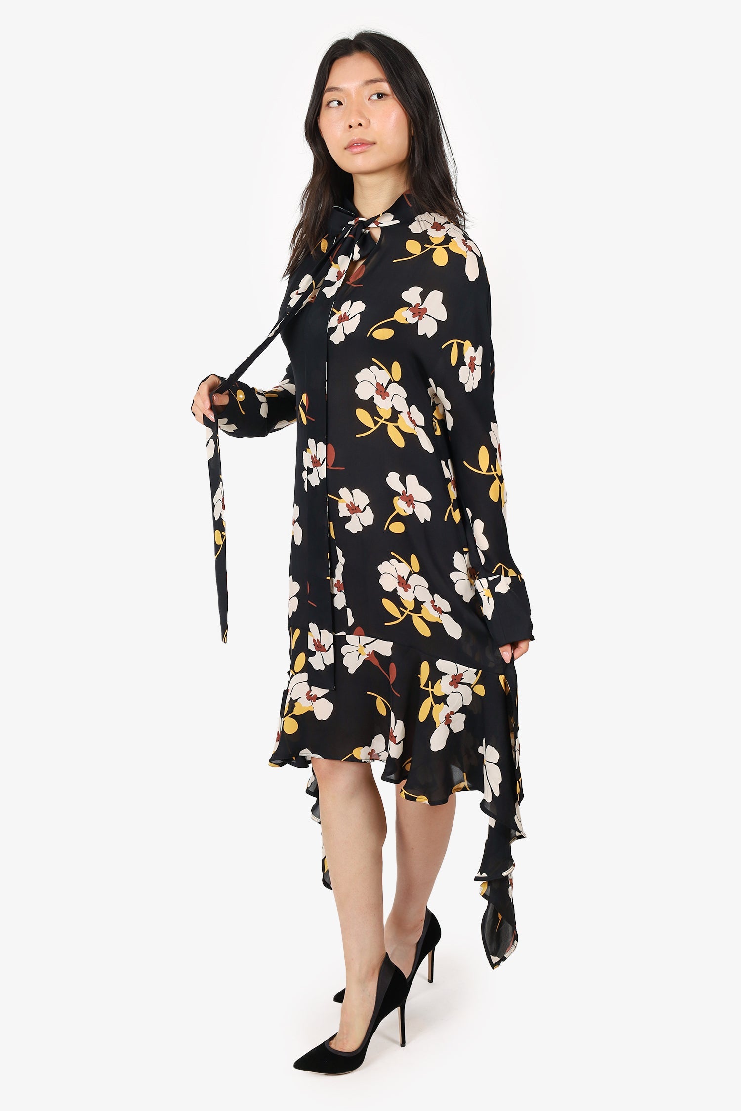 Marni Black Floral Sheer Dress Estimated Size S