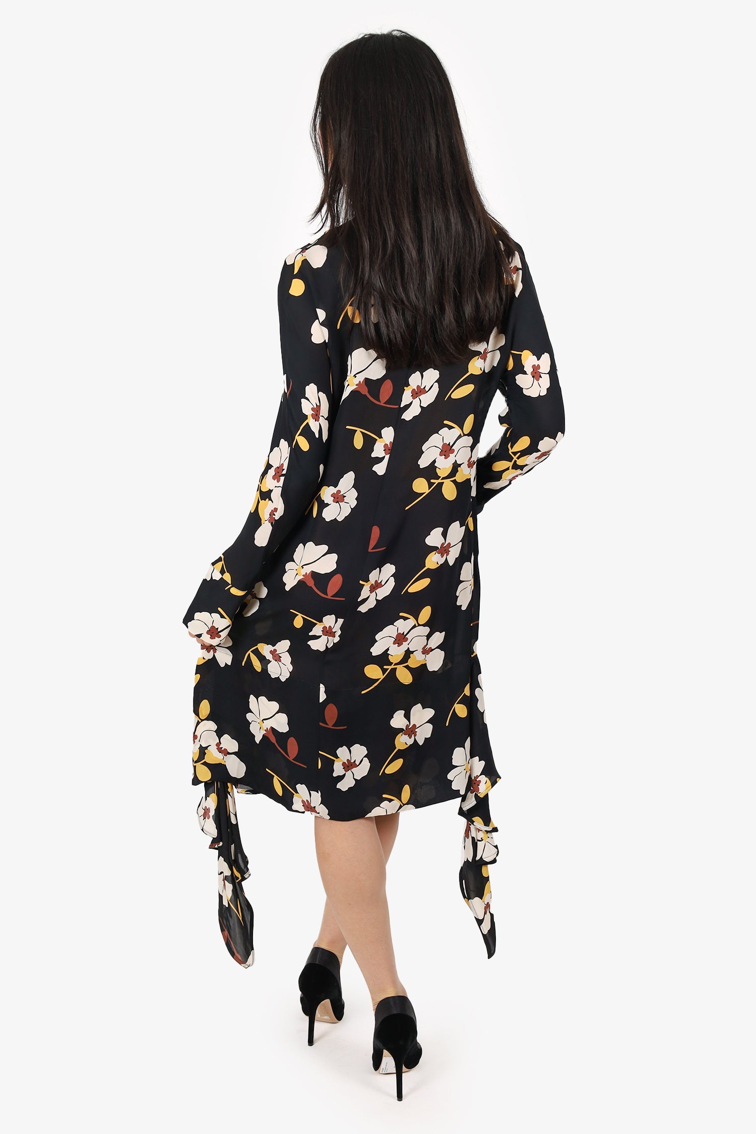 Marni Black Floral Sheer Dress Estimated Size S