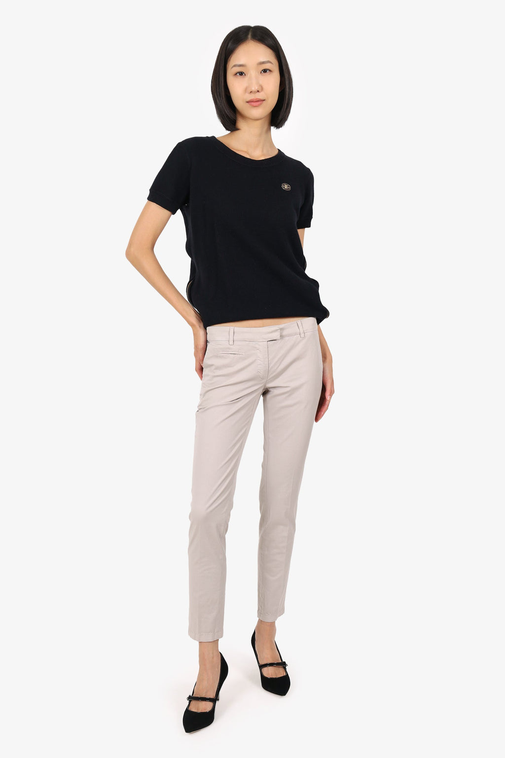 Fabiana Filippi Grey Cotton Low-Rise Trousers Size XXS