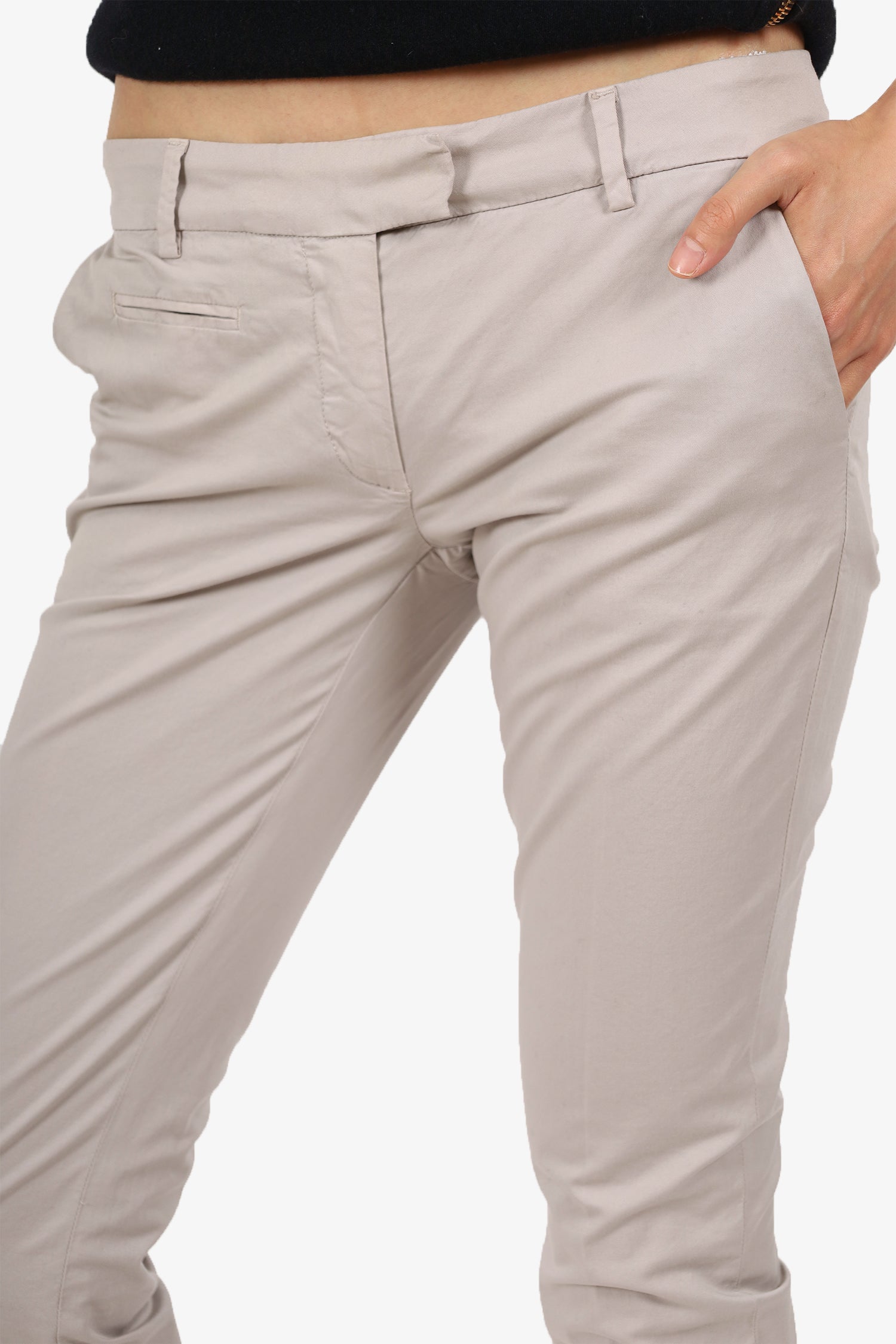 Fabiana Filippi Grey Cotton Low-Rise Trousers Size XXS