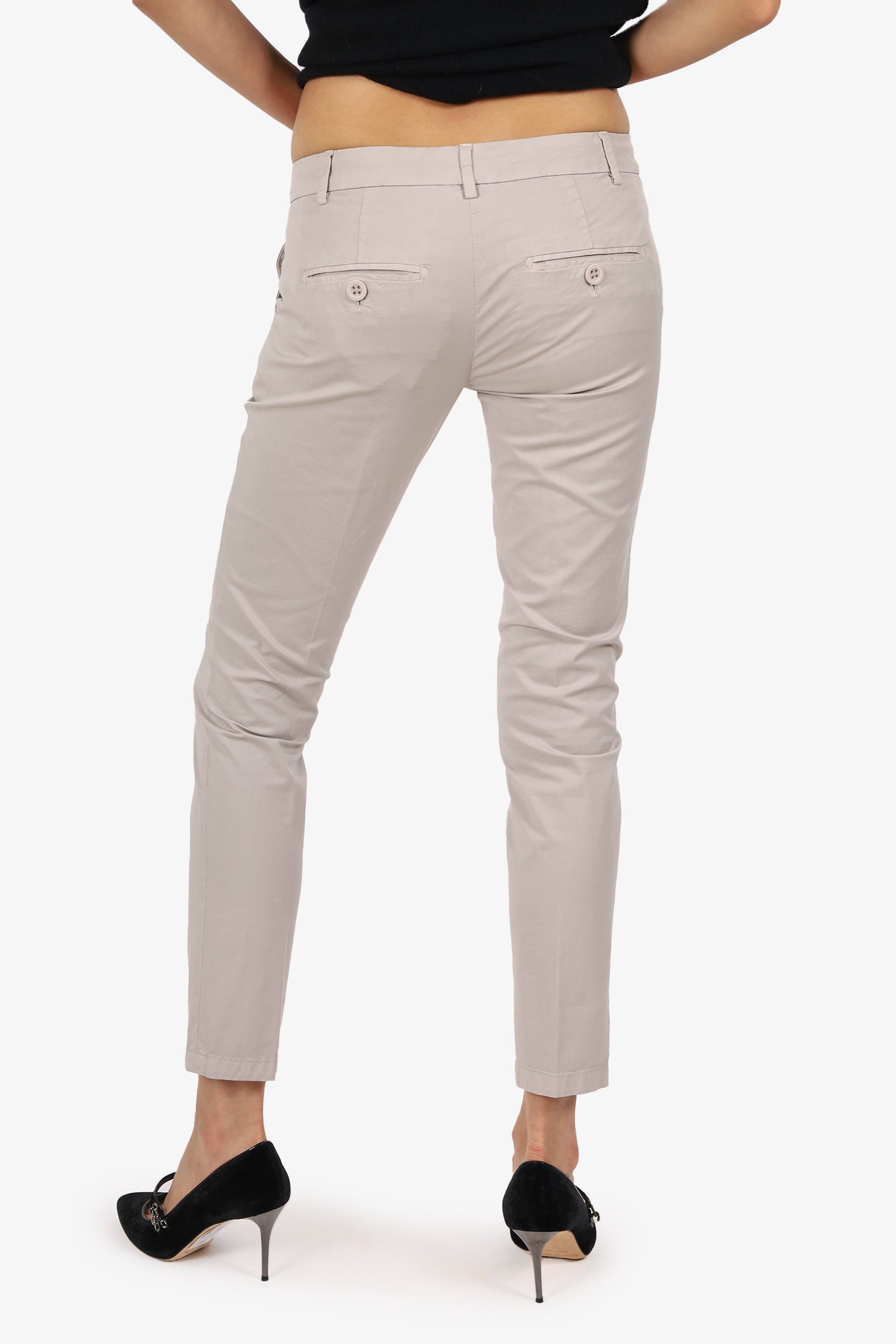 Fabiana Filippi Grey Cotton Low-Rise Trousers Size XXS