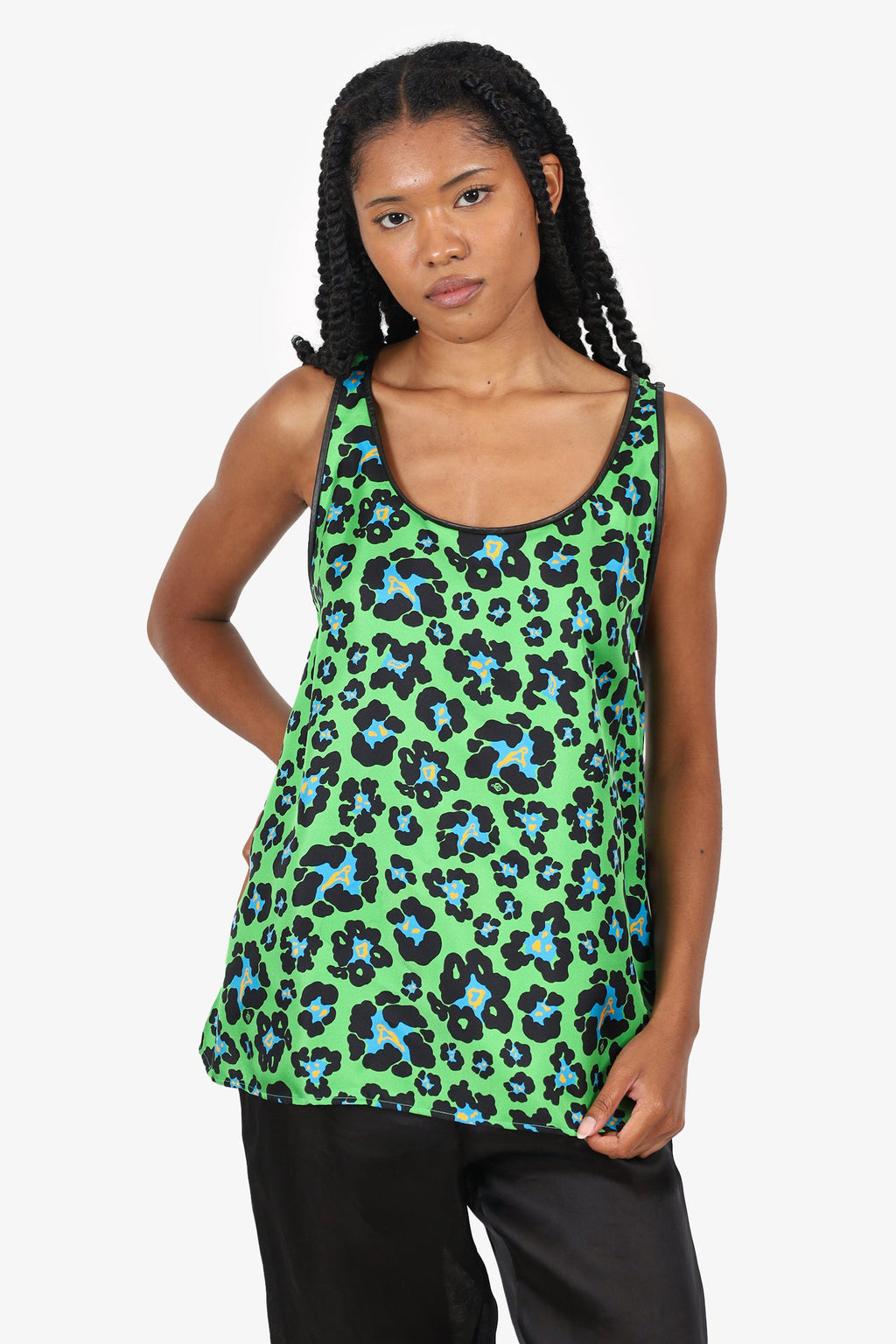 DSquared2 Green Silk Leopard Print Top Size 46
