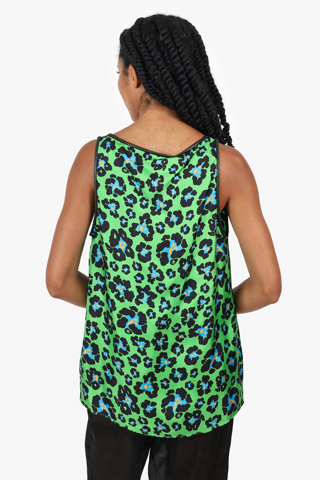 DSquared2 Green Silk Leopard Print Top Size 46