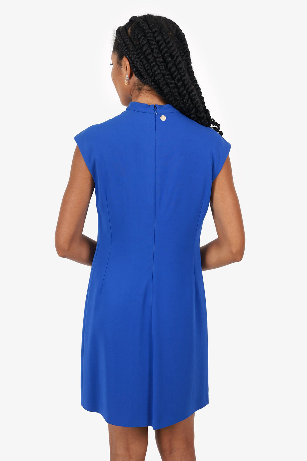 Versace Collection Blue Mock Neck Cut-Out Midi Dress Size 42
