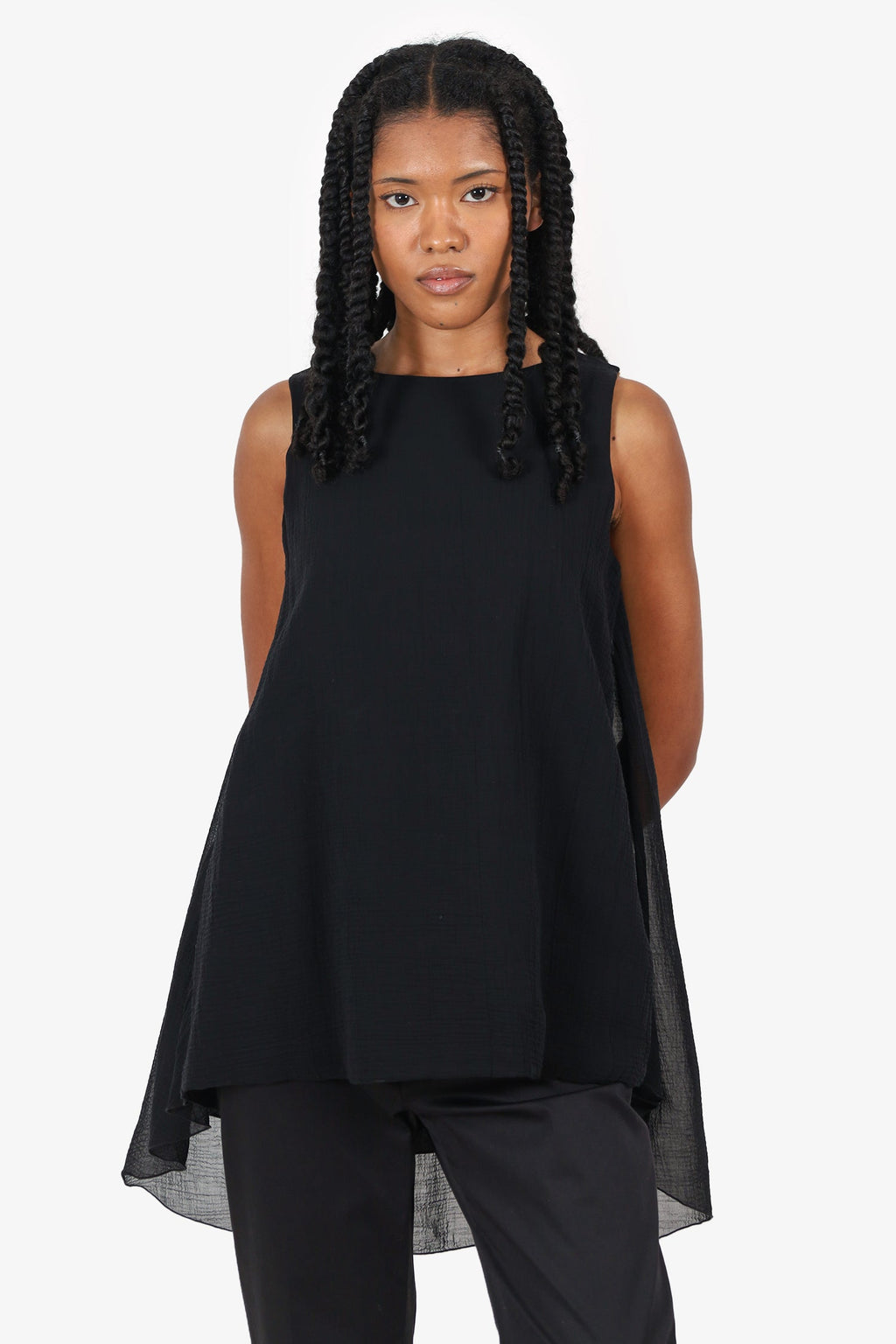 Fabiana Filippi Black/White Cotton Sleeveless Top Size XS