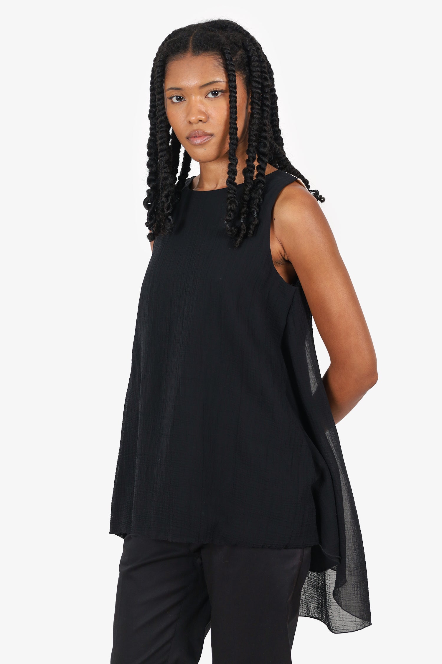Fabiana Filippi Black/White Cotton Sleeveless Top Size XS