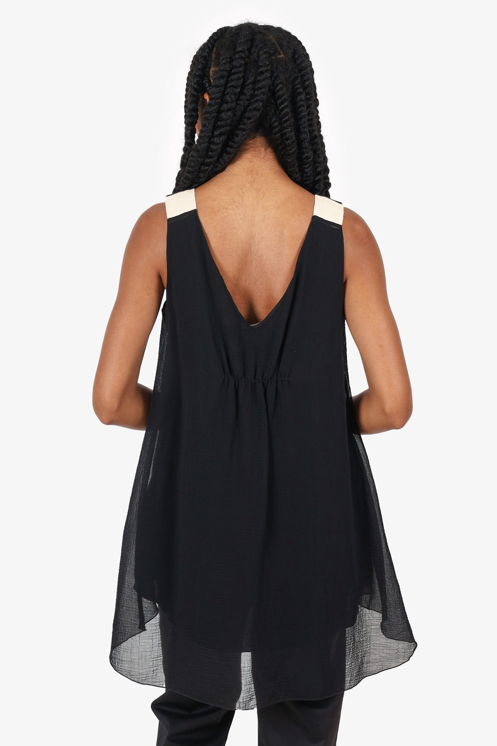 Fabiana Filippi Black/White Cotton Sleeveless Top Size XS