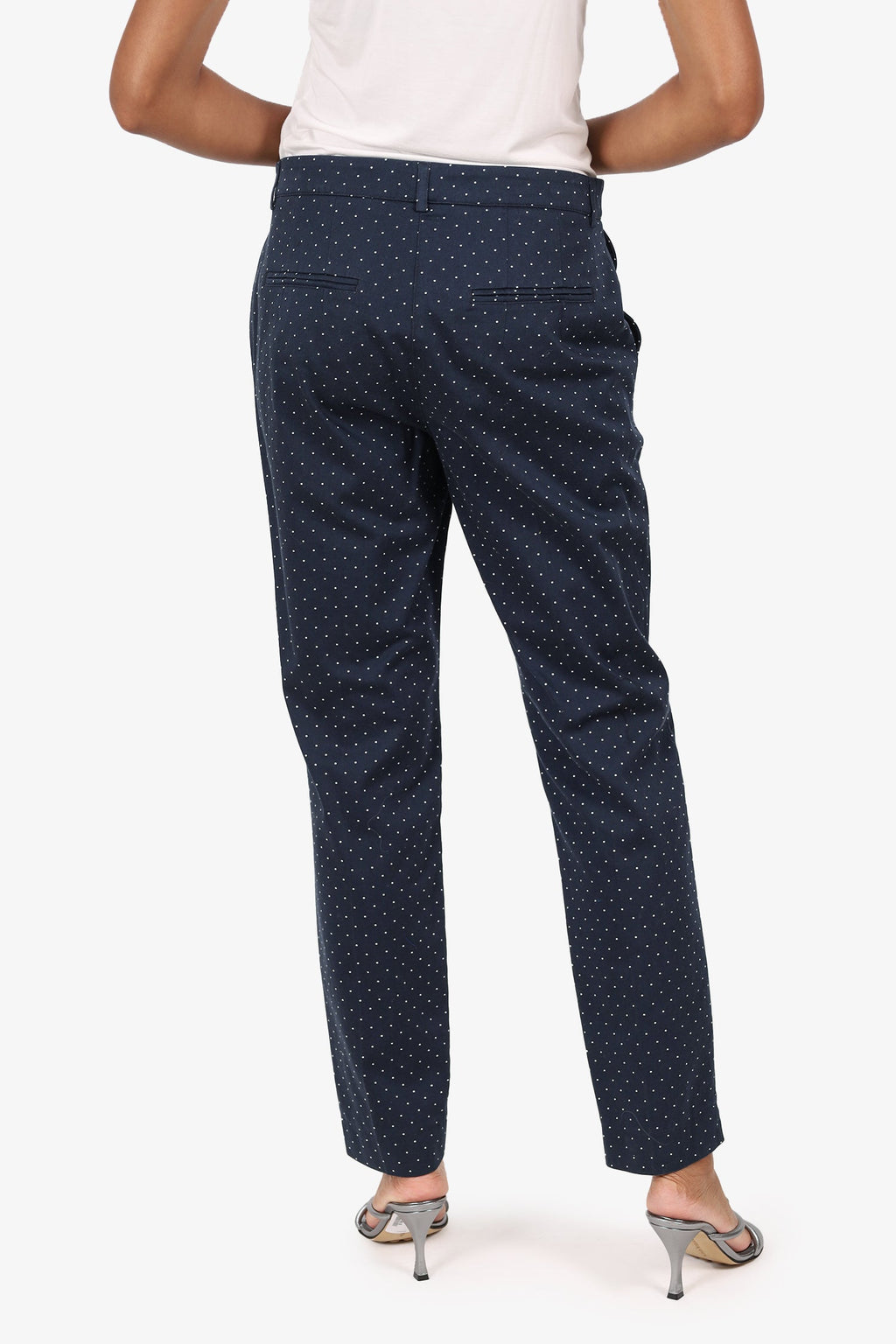 Cambio Navy Polka Dot Cotton Pants Size 8